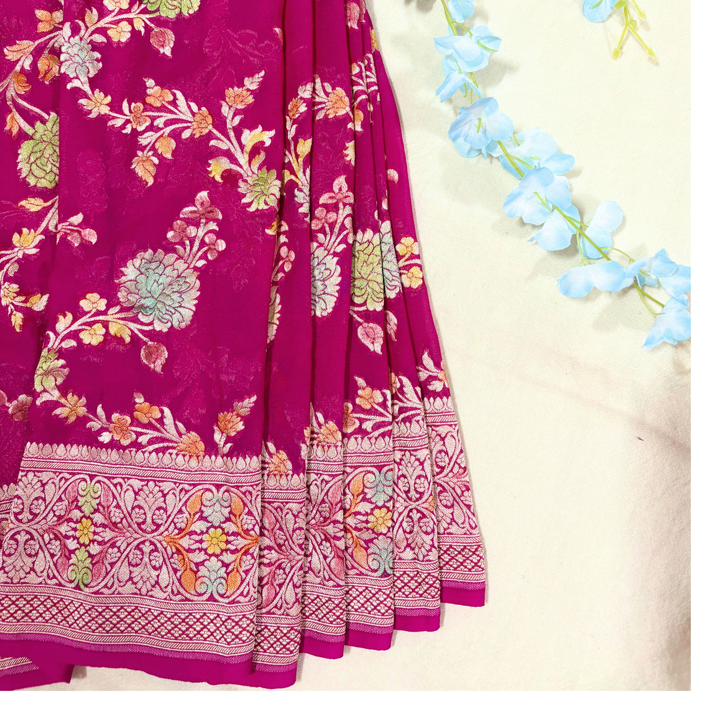 Pink Pure Khaddi Georgette Meenakari Saree