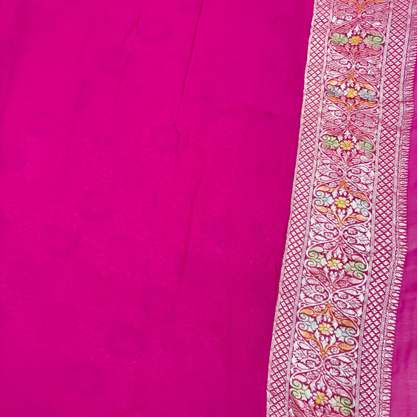Pink Pure Khaddi Georgette Meenakari Saree