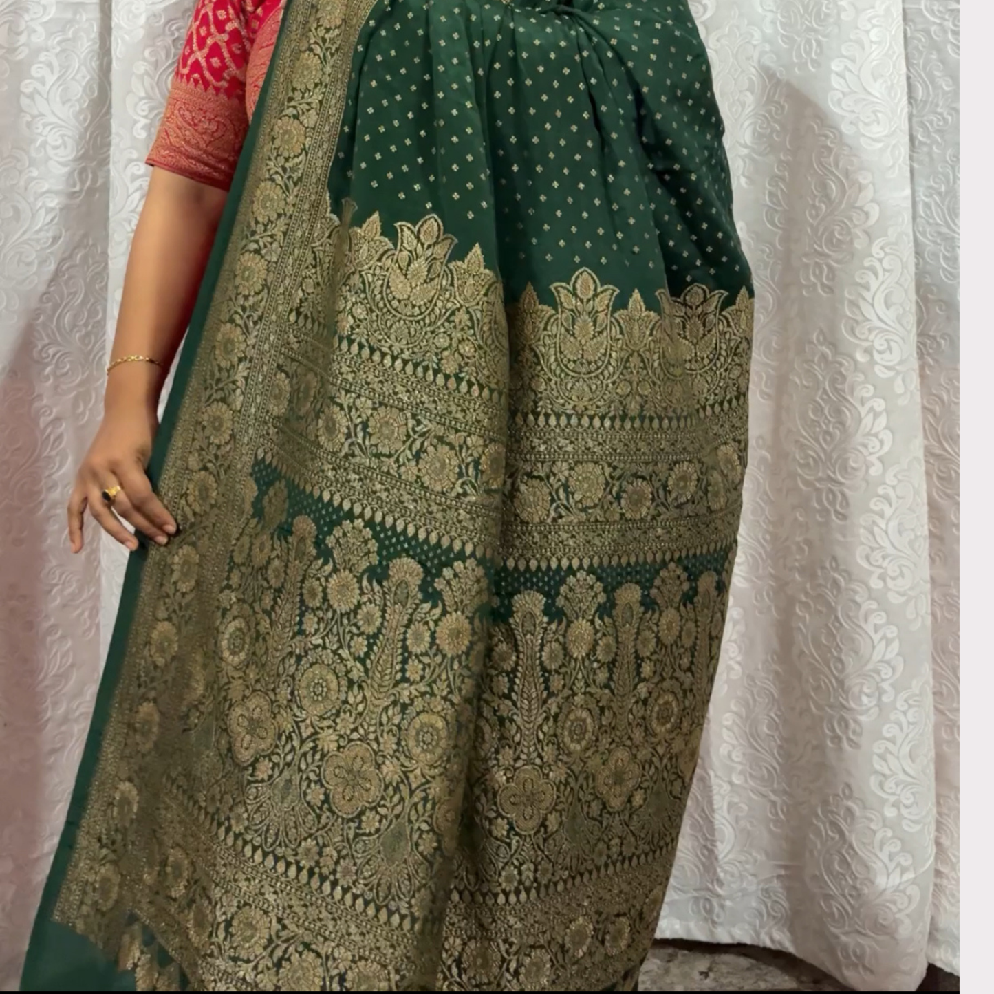 BottleGreen Banarasi Pure Crepe Saree