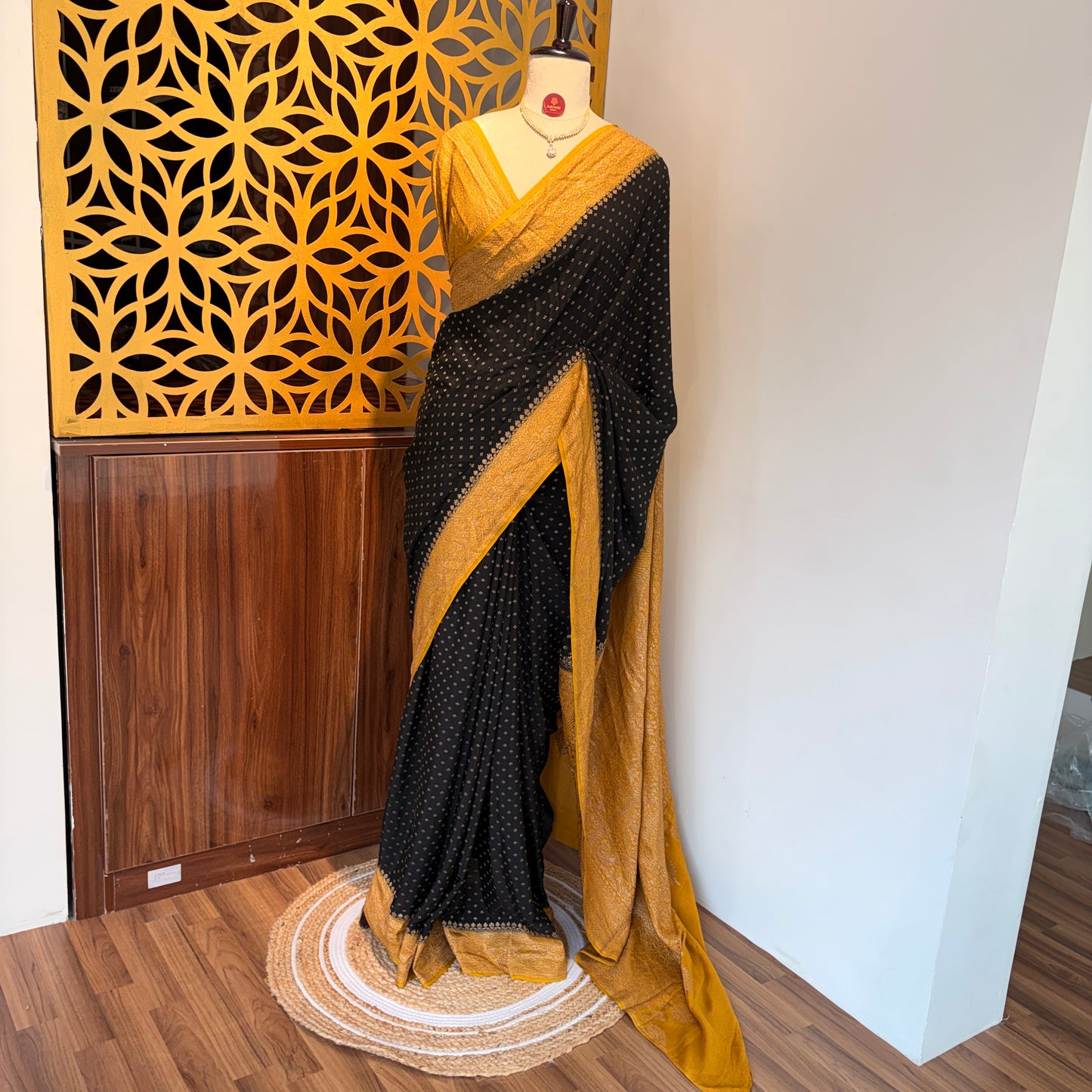 Black Banarasi Pure Crepe Saree