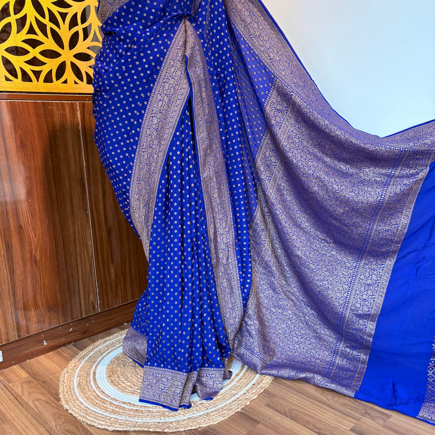 Royal Blue Banarasi Pure Crepe Saree