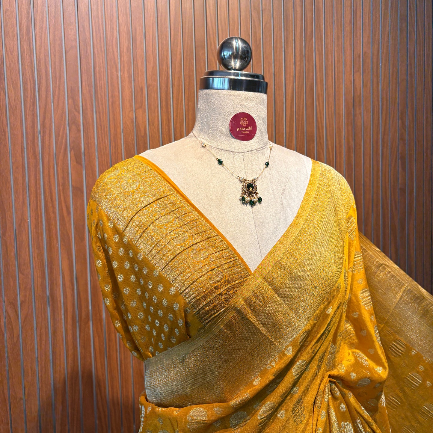 Yellow Semi Chinon Georgette Banarasi Saree