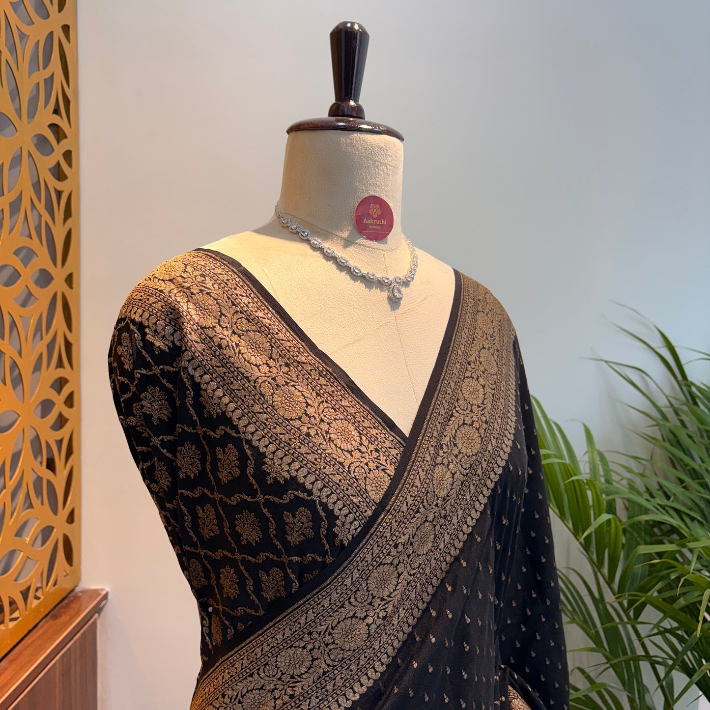 Black Banarasi Pure Crepe Saree