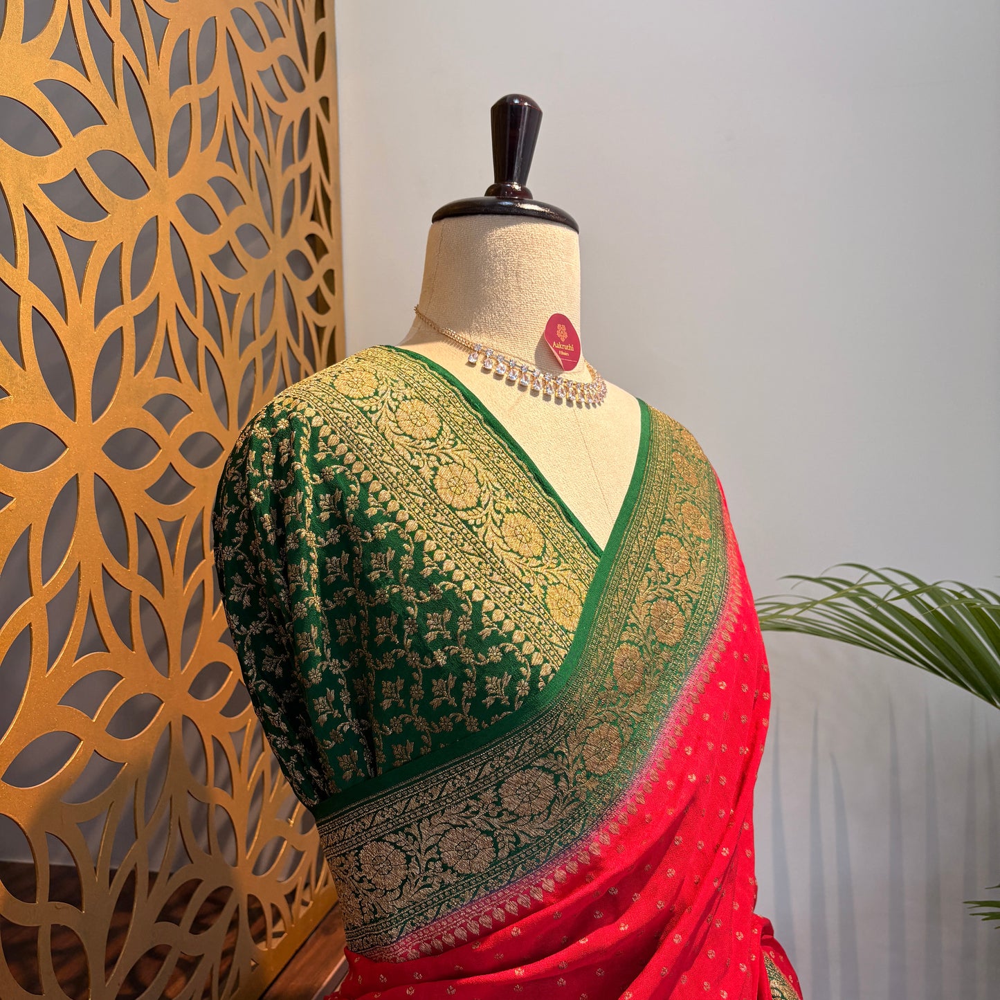 Red Banarasi Pure Crepe Saree