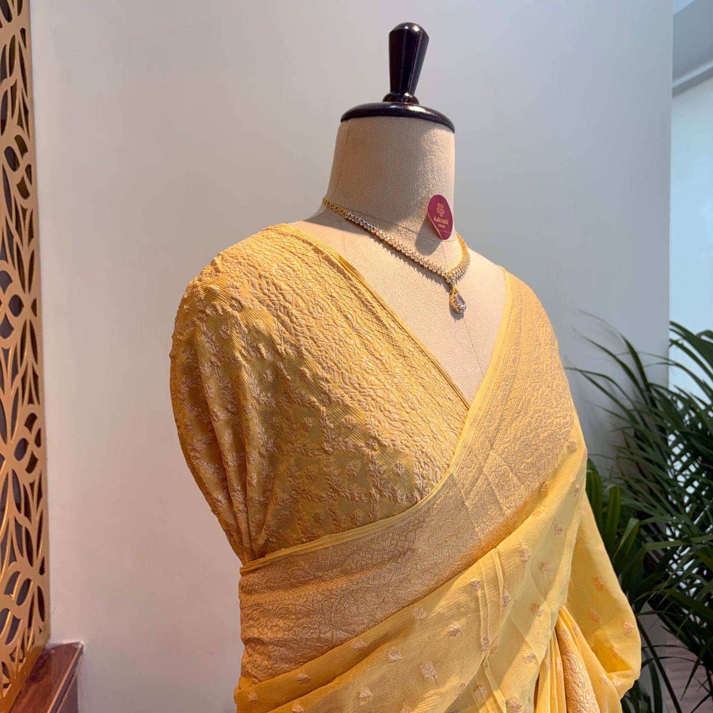 Butter Yellow Pure Khaddi Georgette Banarasi Saree