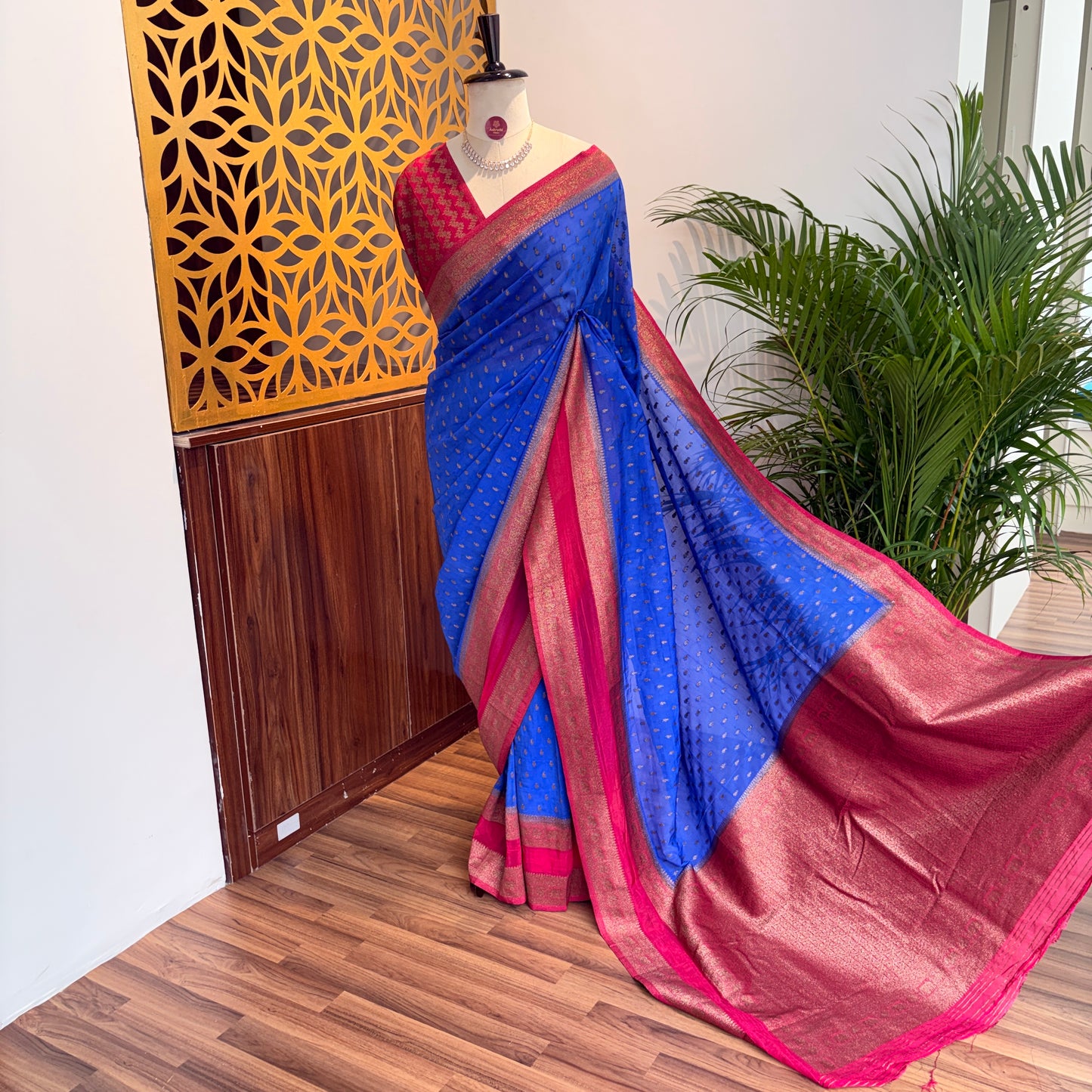 Blue Crepe Georgette Semi Banarasi Saree
