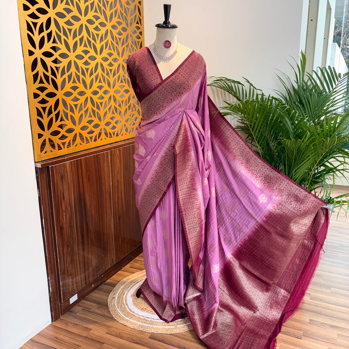 Mauve Banarasi Semi Matka Silk Saree