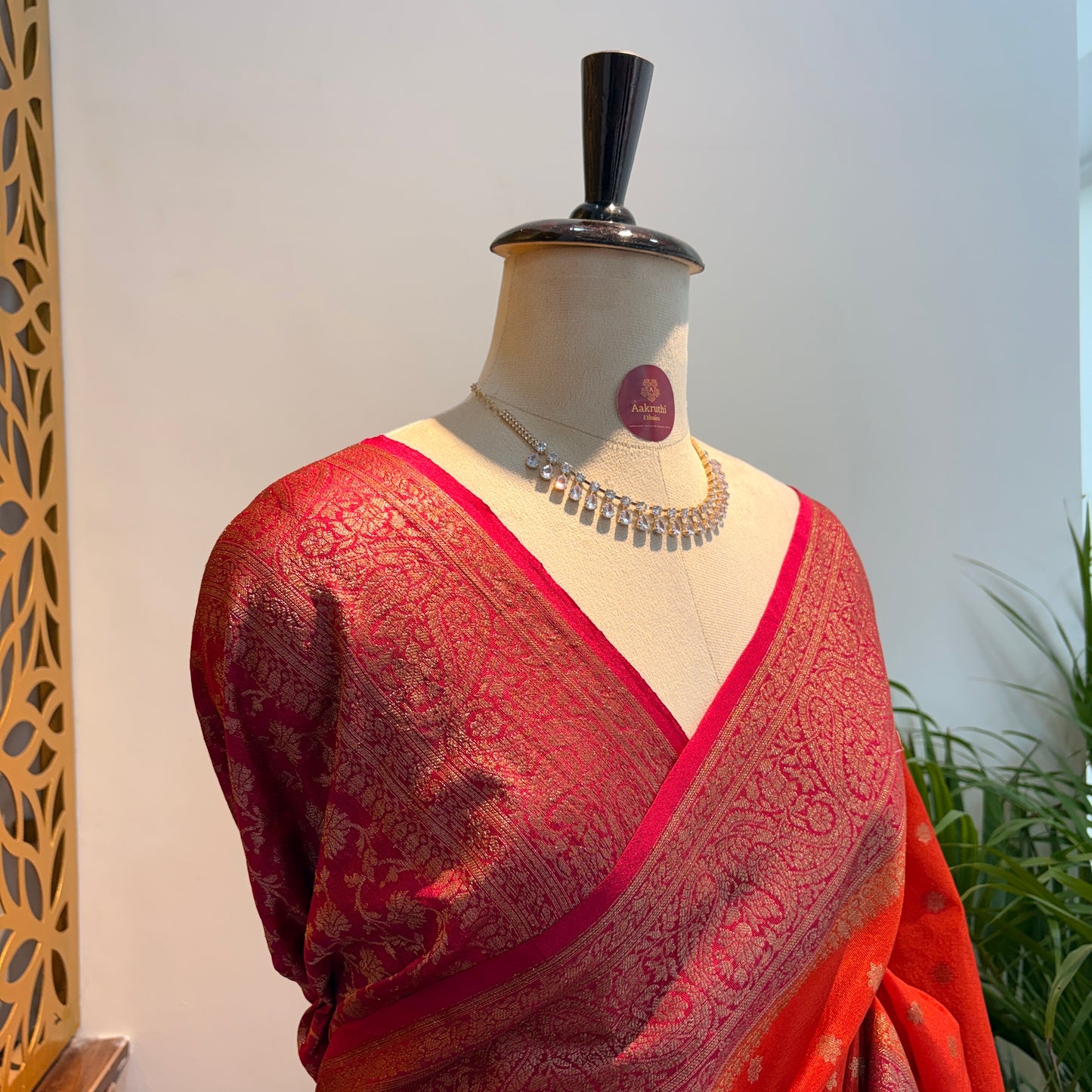 Orange Cotton Silk Semi Banarasi Saree