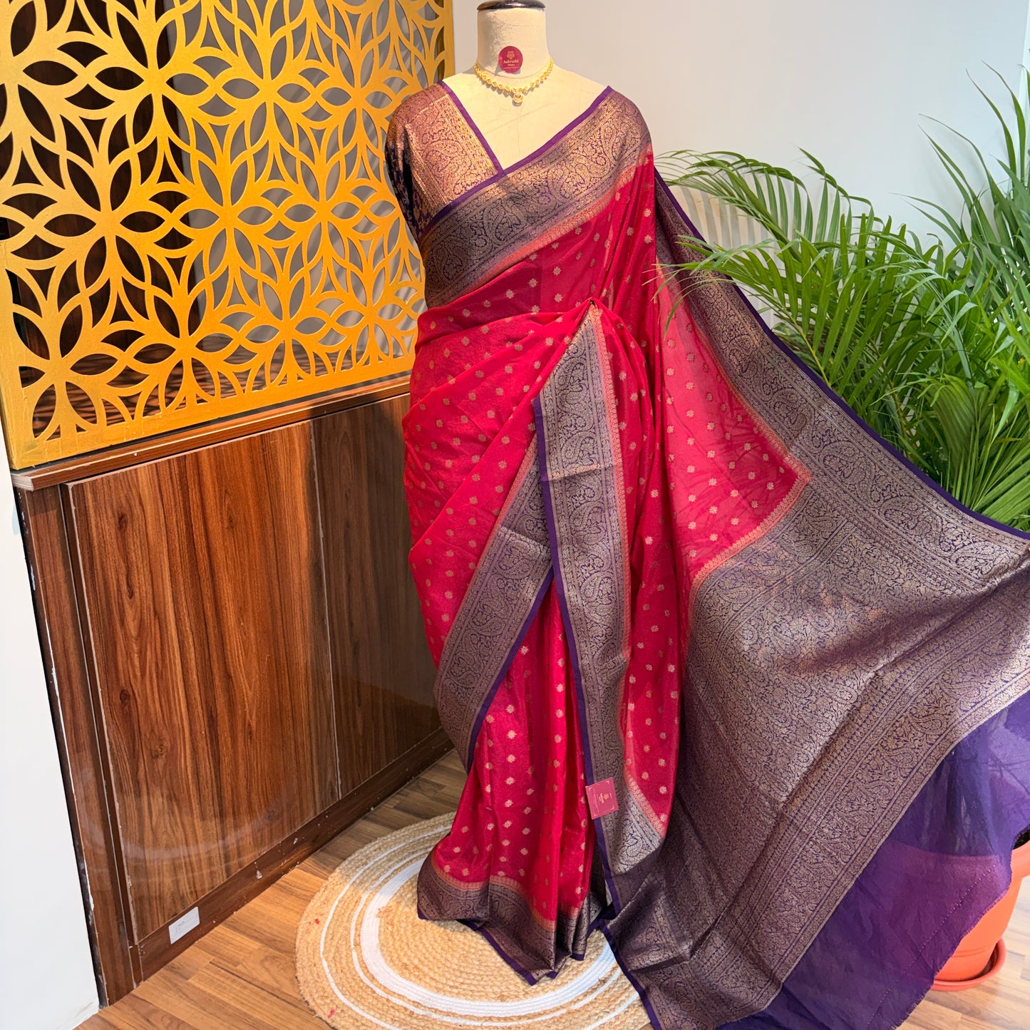 Pink Cotton Silk Semi Banarasi Saree