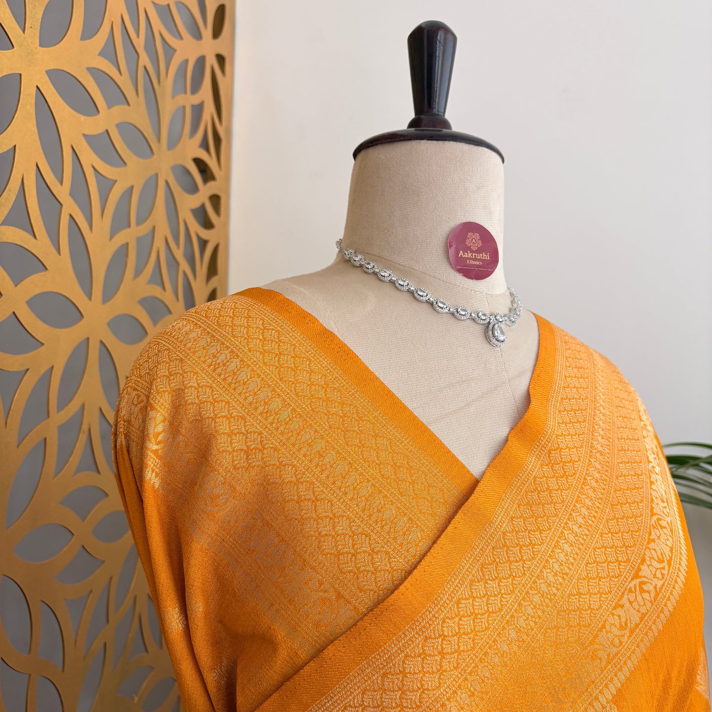 Yellow Banarasi Semi Matka Silk Saree