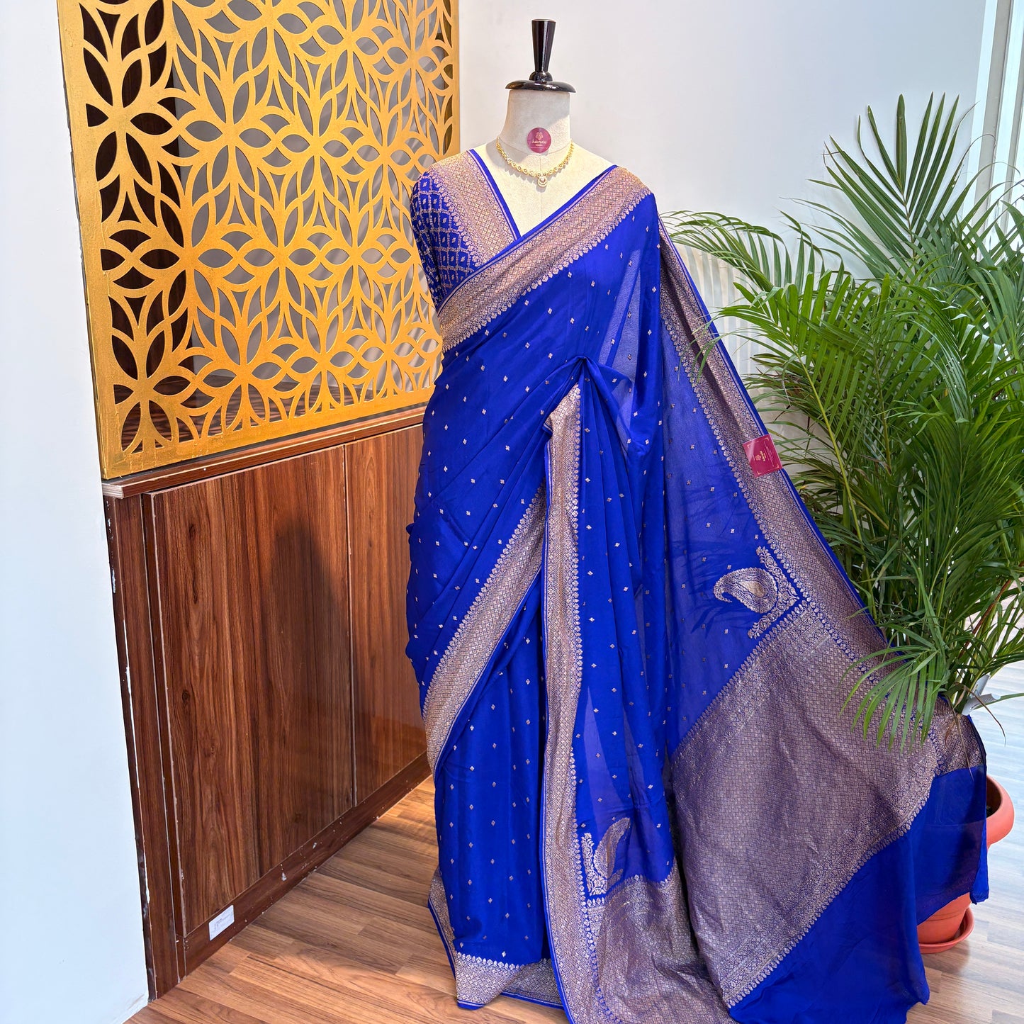 Royal Blue Banarasi Pure Crepe Saree