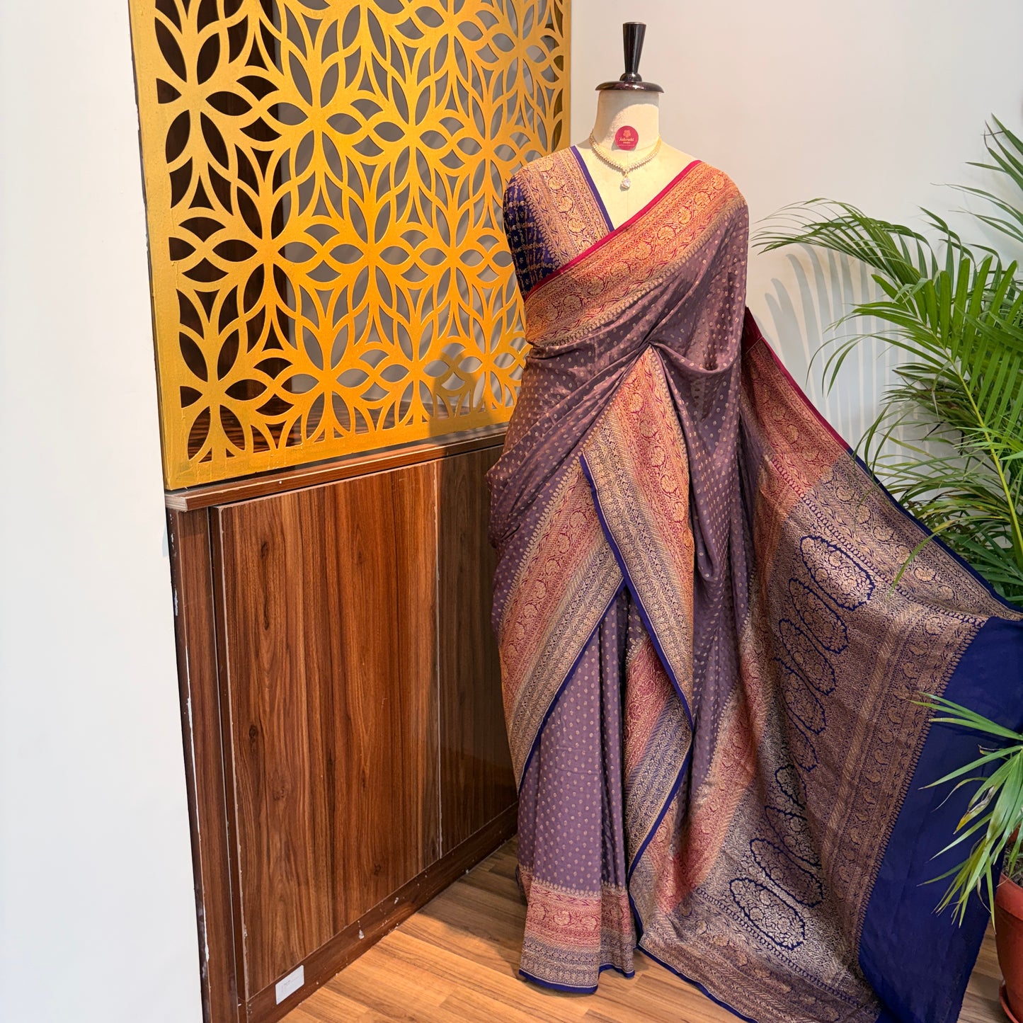 Dusty Mauve Banarasi Pure Crepe Saree