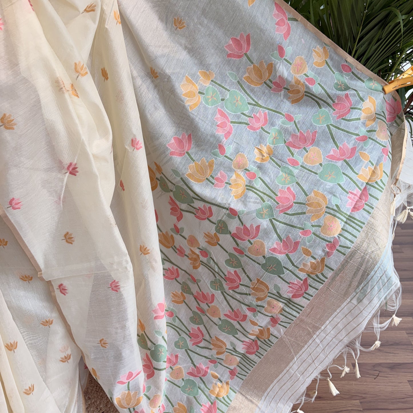 White Handloom Cotton Saree