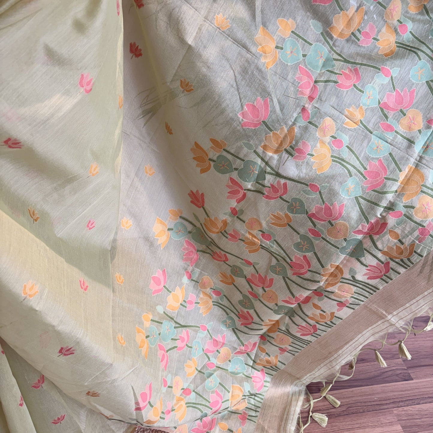 Pista Green Handloom Cotton Saree