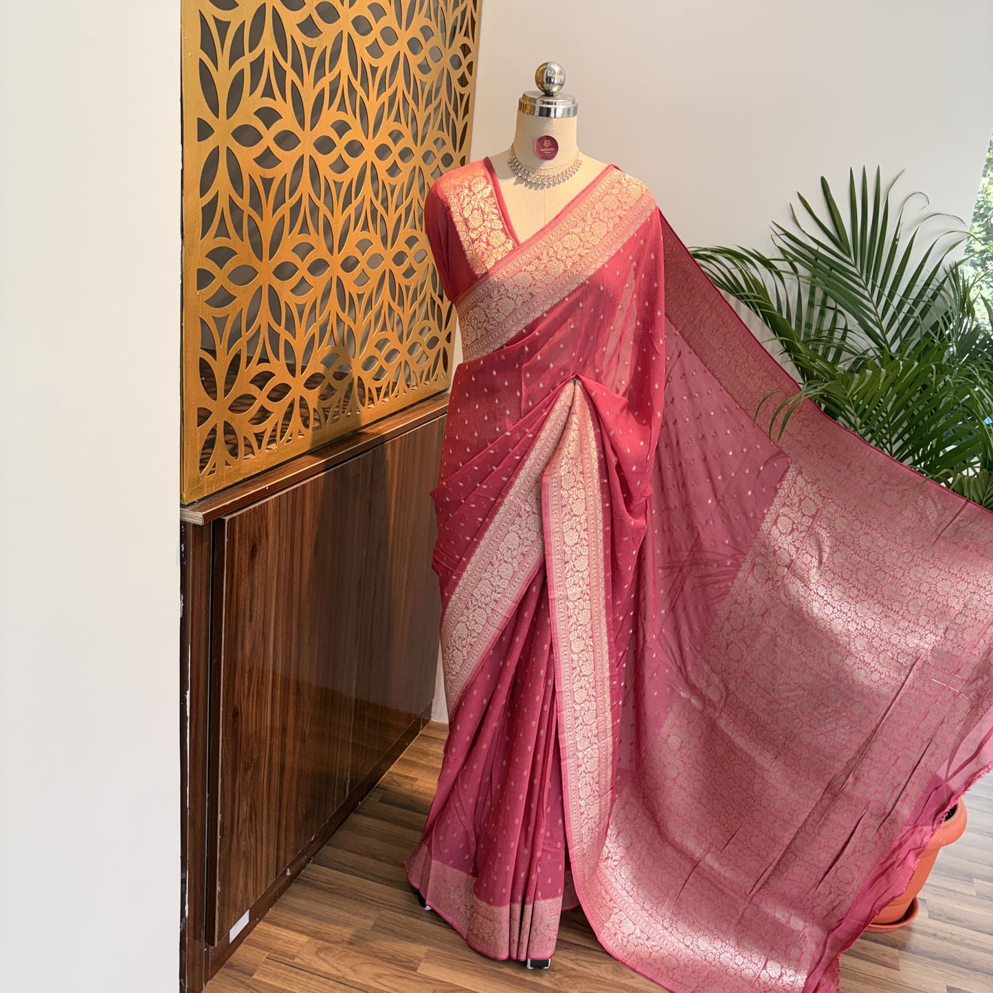 Pink Semi Khaddi Georgette Saree