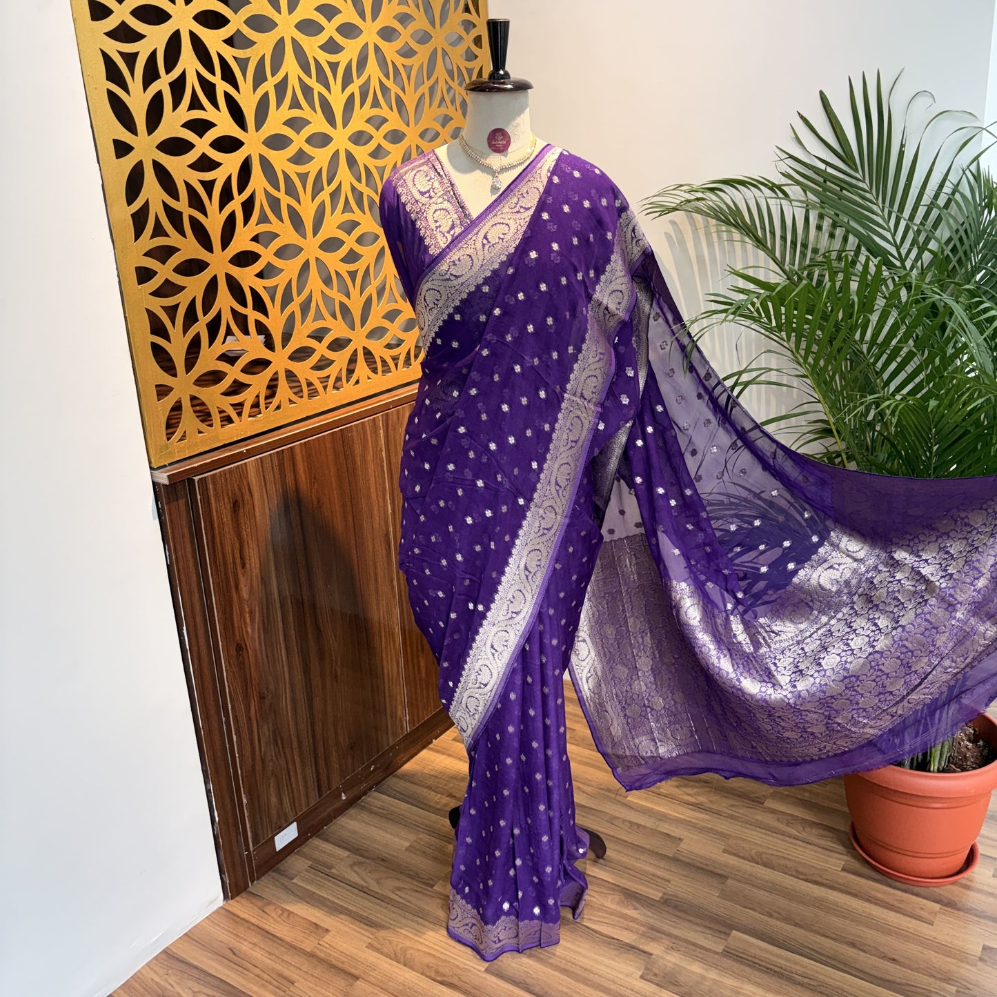 Purple Semi Khaddi Georgette Saree