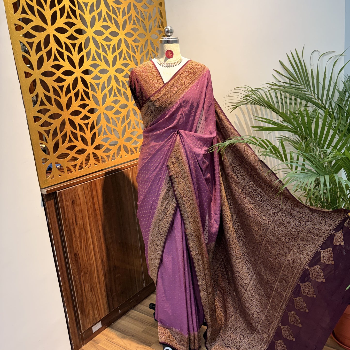 Dusty Mauve Banarasi Pure Crepe Saree