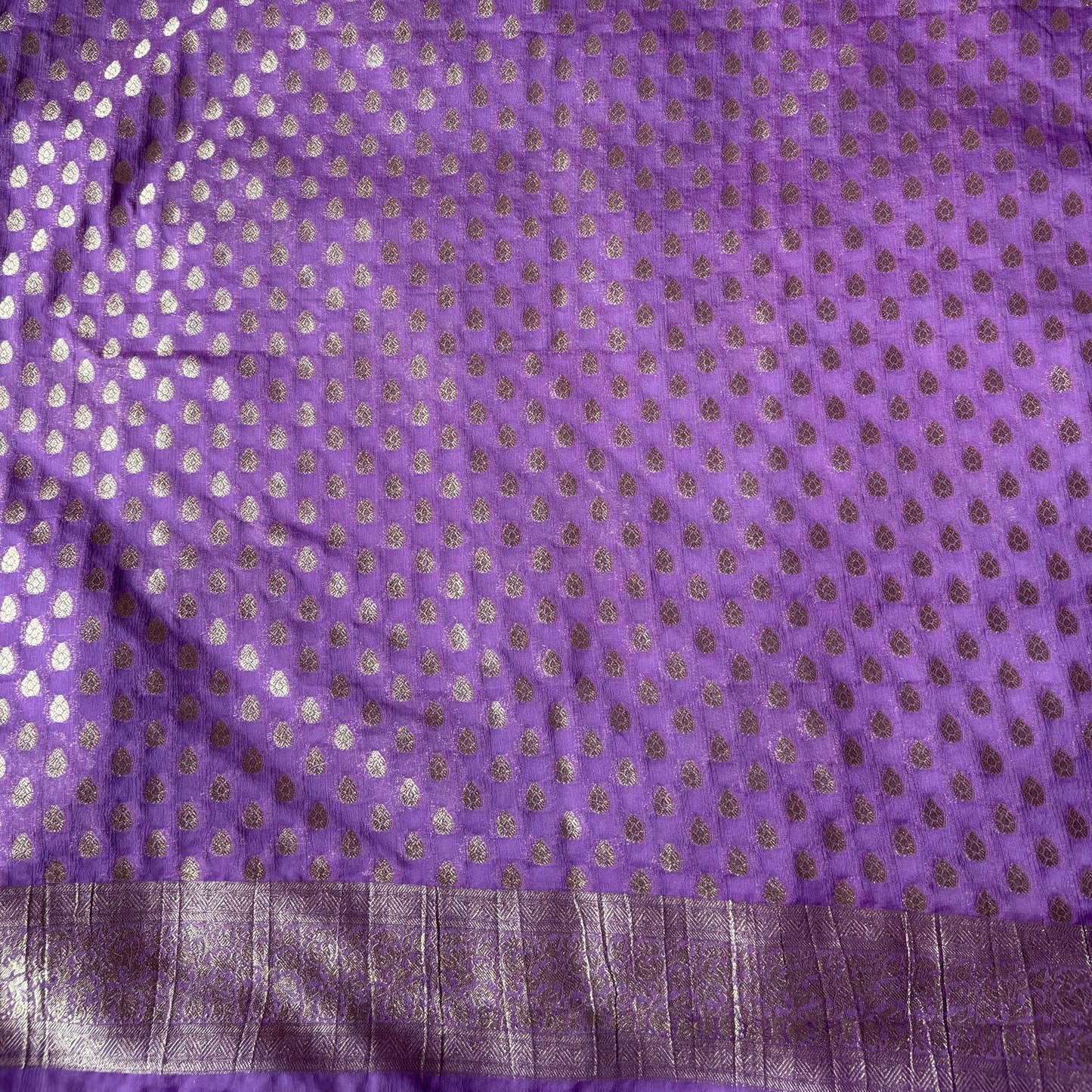 Lavender Semi Khaddi Chiffon Banarasi Saree