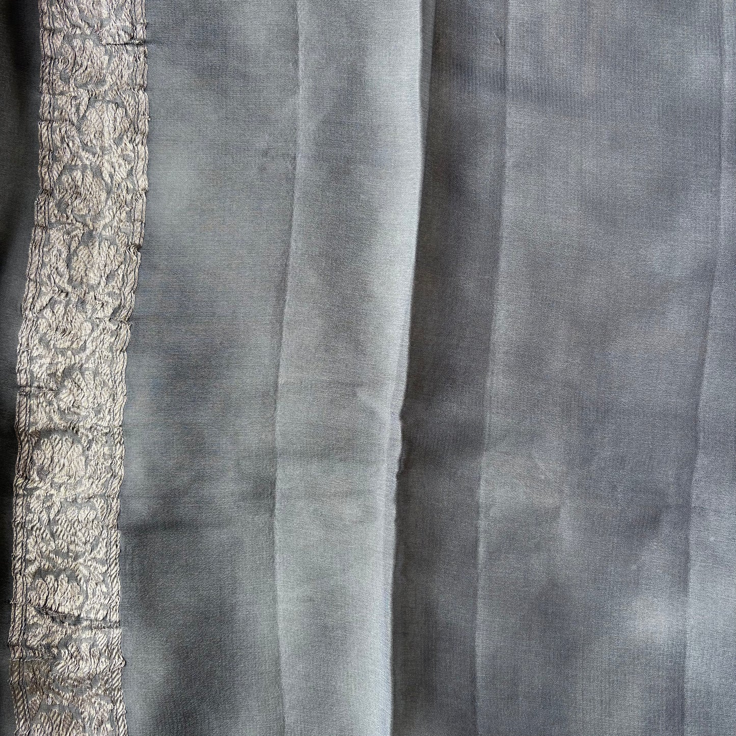 Light Grey Banarasi Pure Khaddi Chiffon Saree