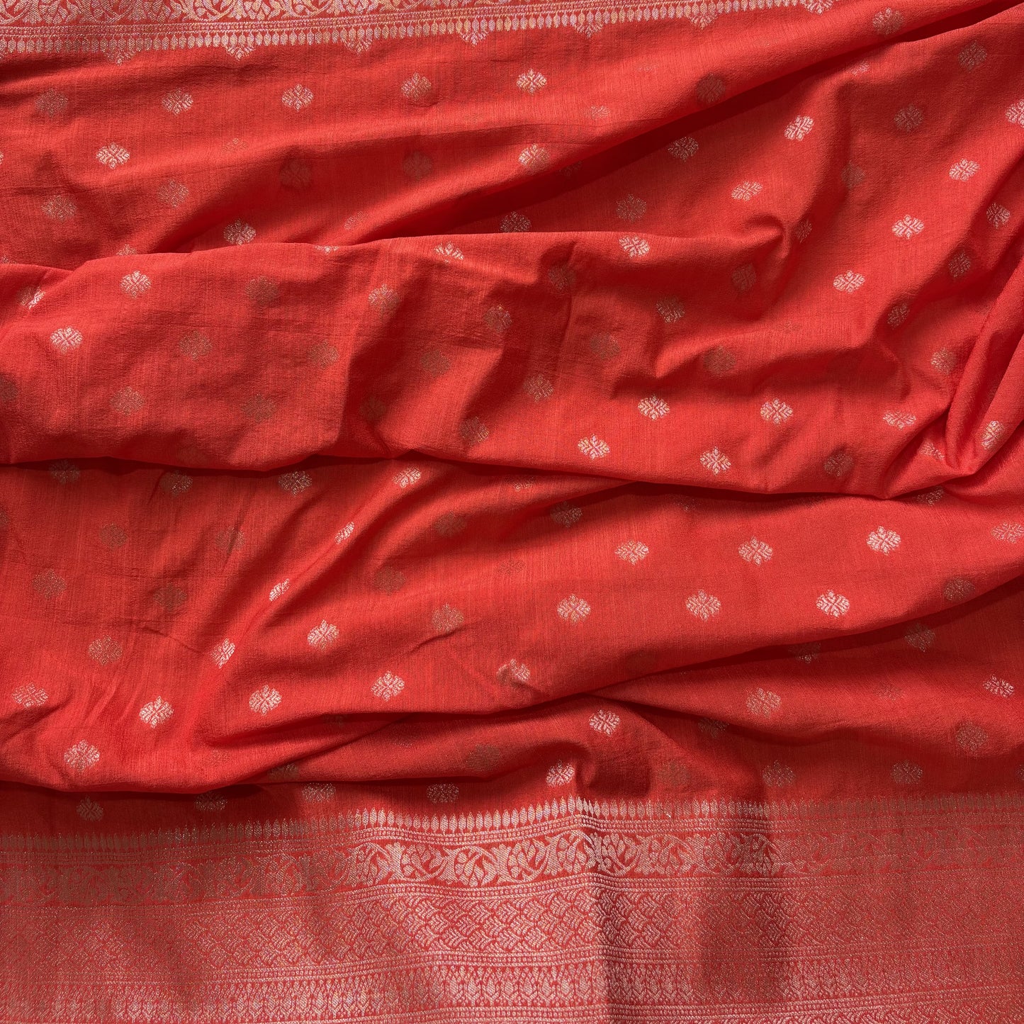 Orange Banarasi Semi Matka Silk Saree