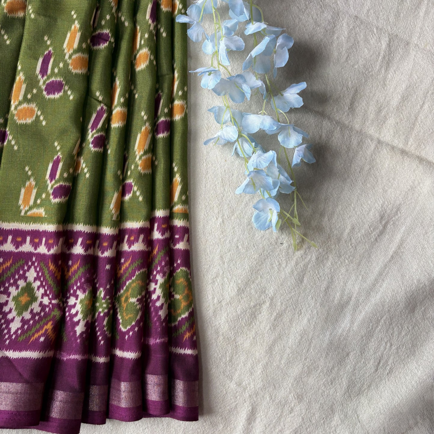 Green Printed Soft Chanderi Cotton Saree