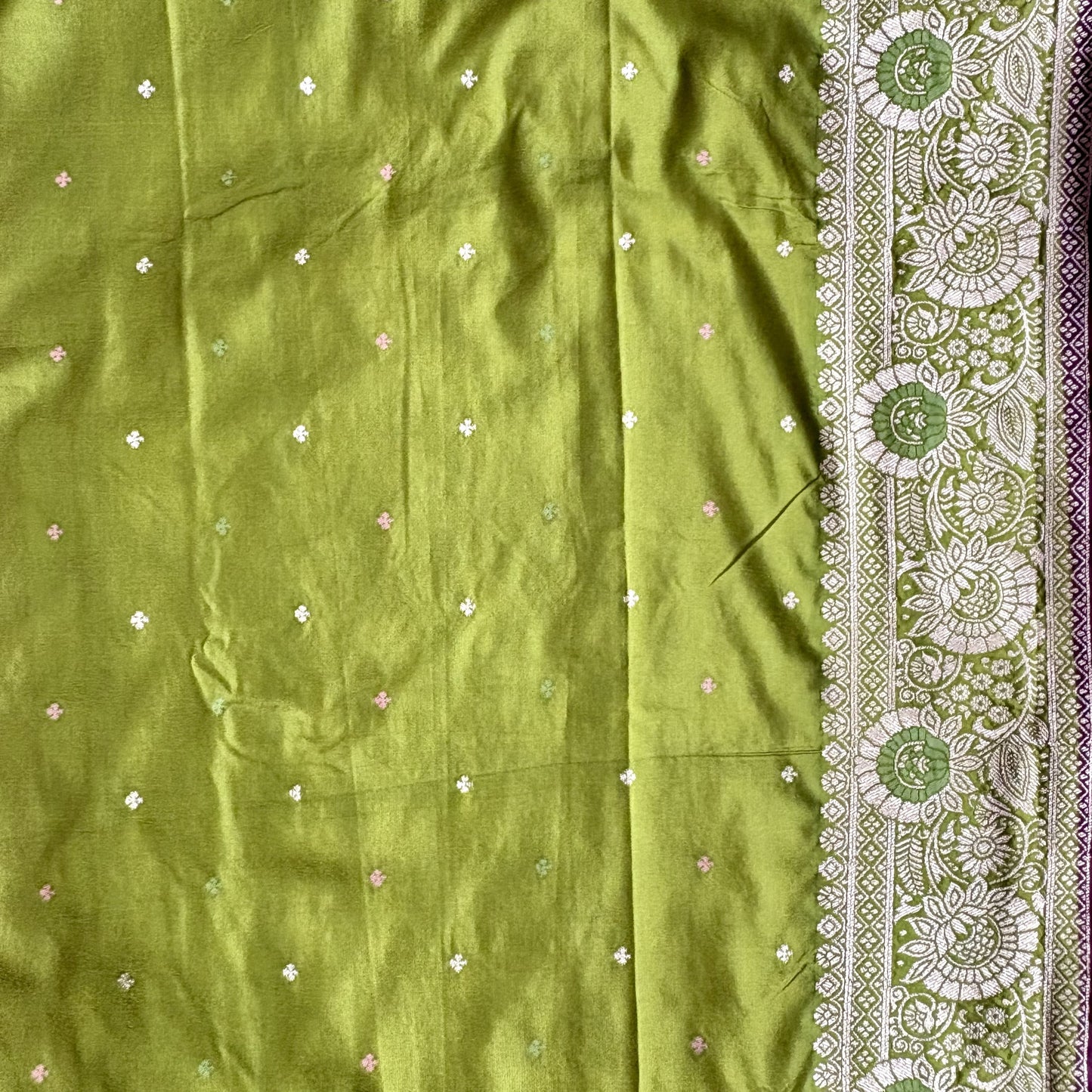Burgandy Semi Crepe Banarasi Saree