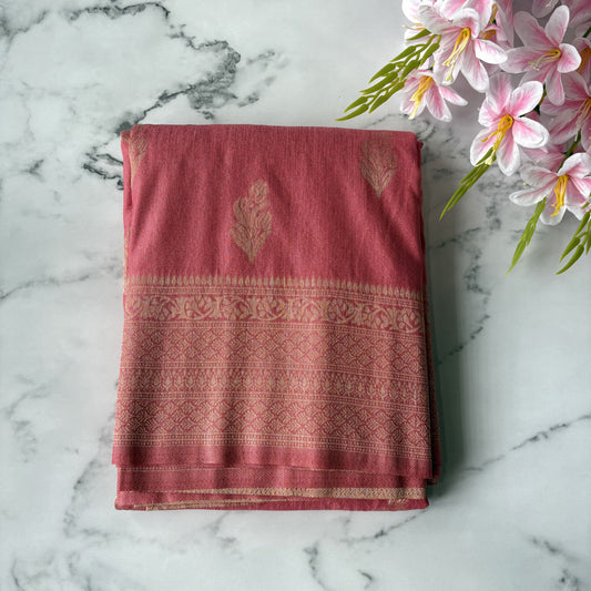Light Pink Banarasi Semi Matka Silk Saree