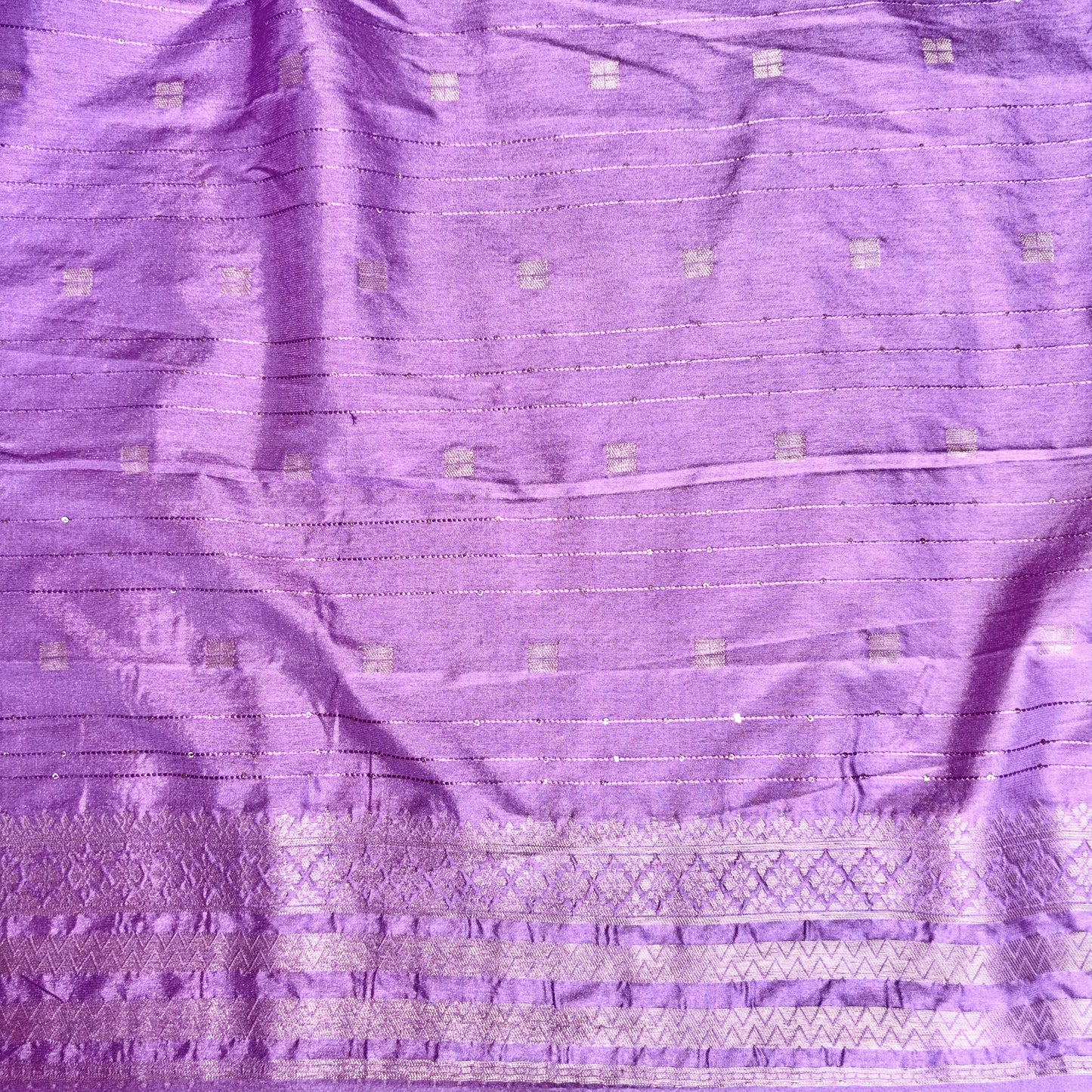 Lavendar Semi Crepe Banarasi Checks Saree