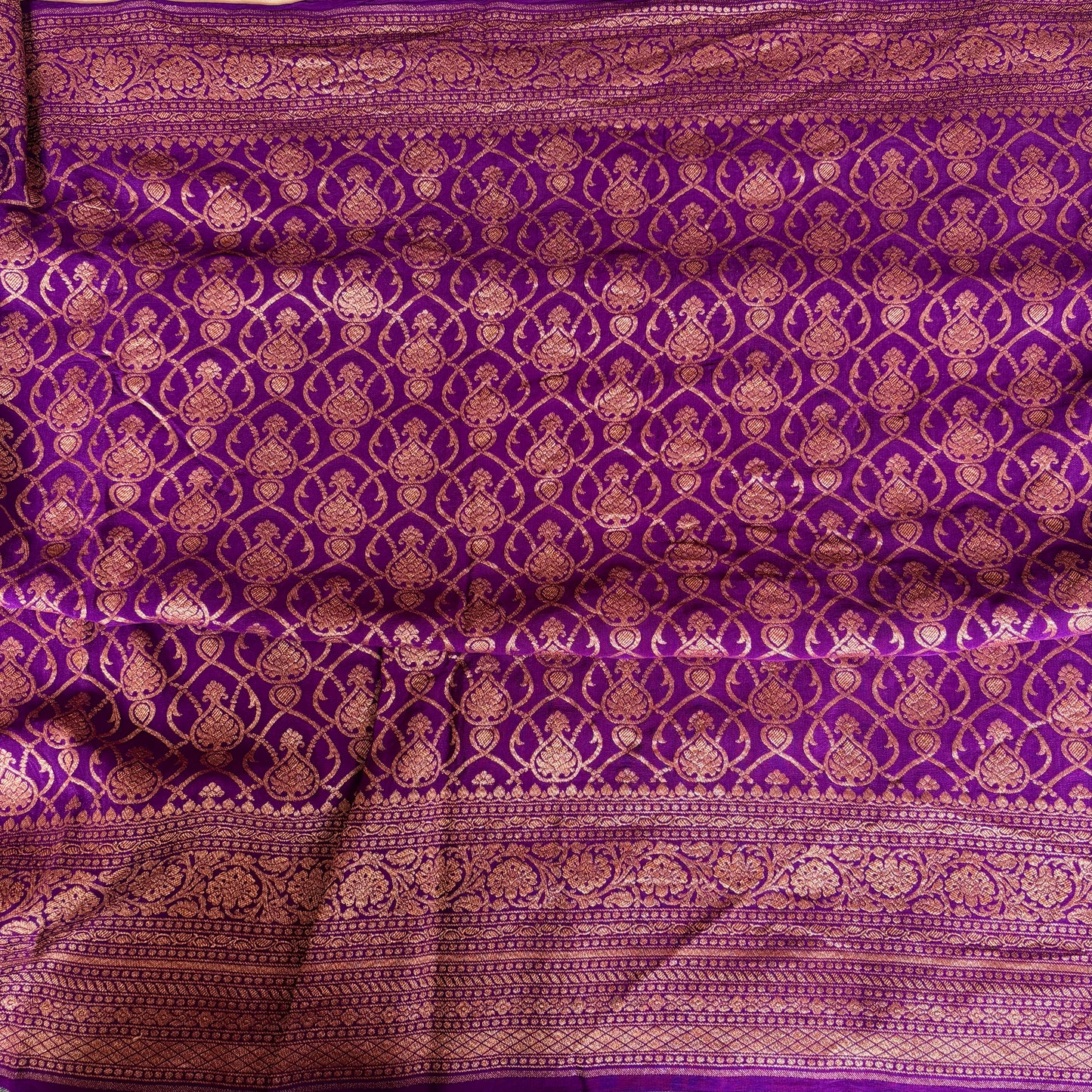 Pink Banarasi Pure Crepe Saree