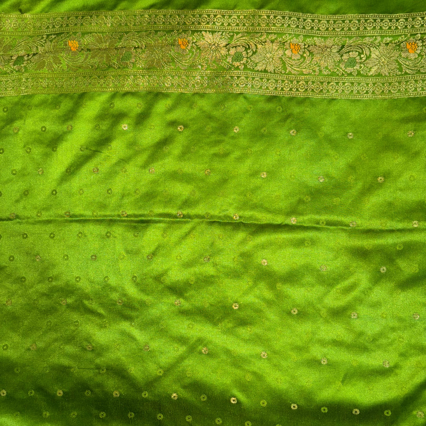 Green Semi Mashroo Banarasi Saree