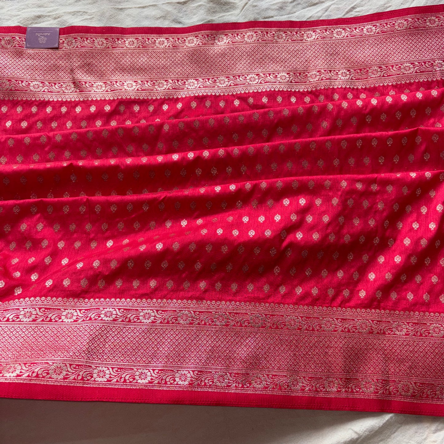 Red Semi Raw Mango Banarasi Saree