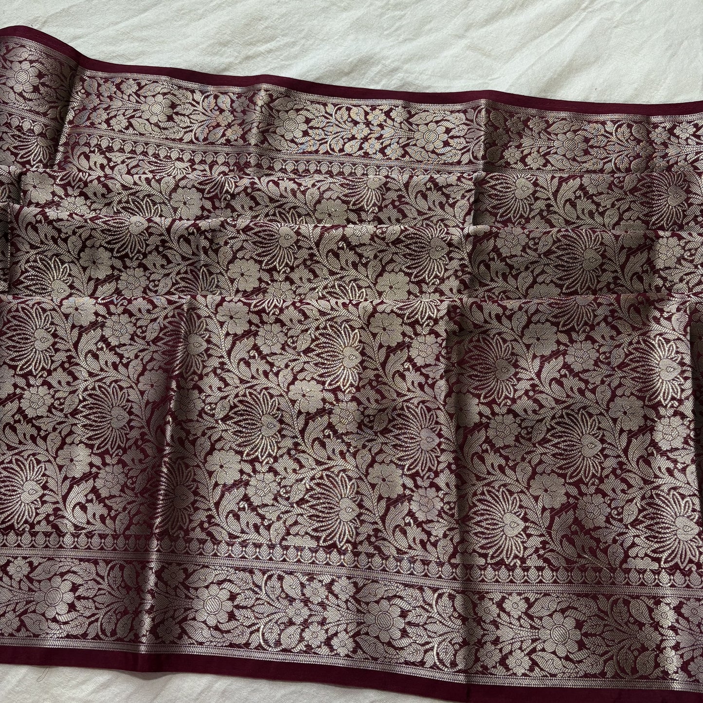 Maroon Soft Organza Banarasi Saree