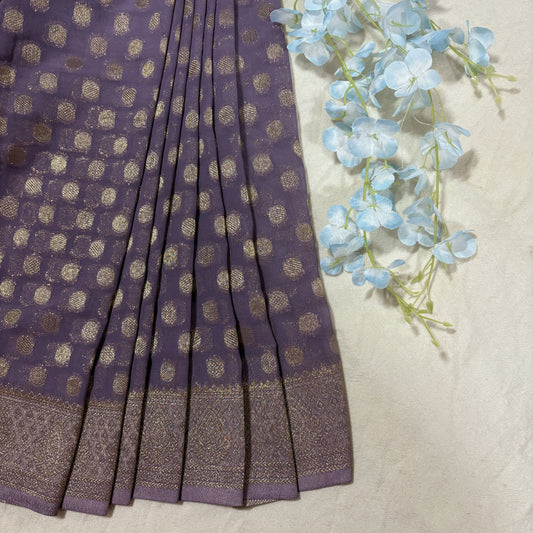 Lavender Semi Khaddi Georgette Saree