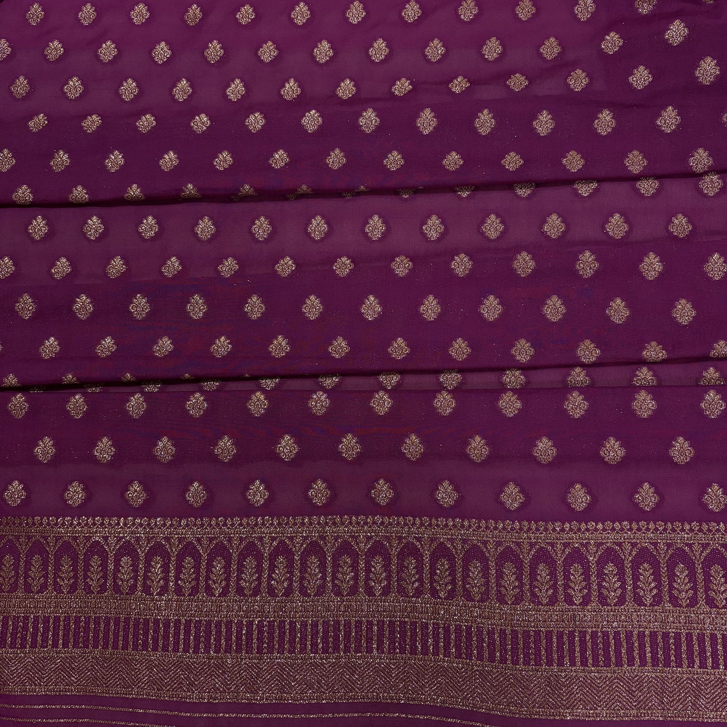 Magenta Pink Semi Crepe Georgette Banarasi Saree