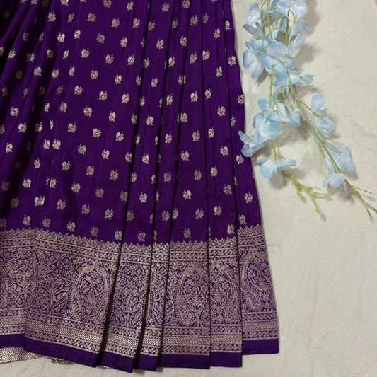 Purple Semi Crepe Banarasi Saree