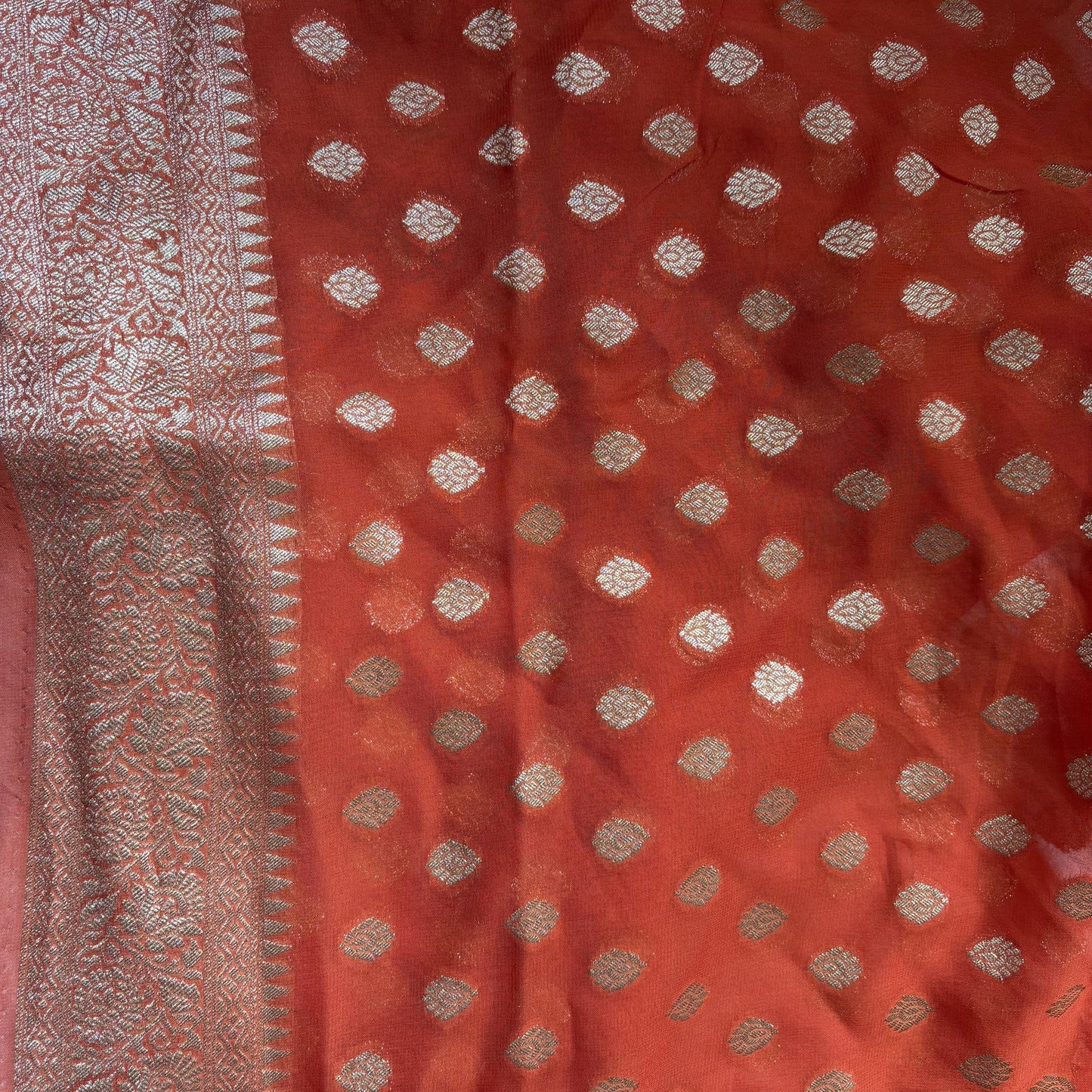 Orange Semi Khaddi Georgette Saree