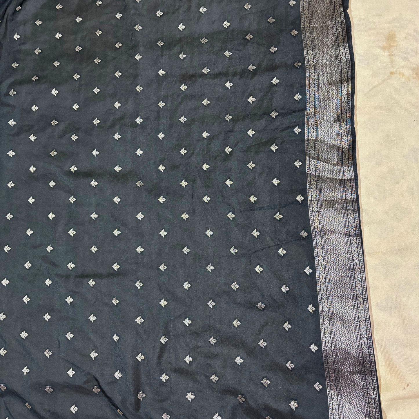 Black Banarasi Semi Crepe Saree