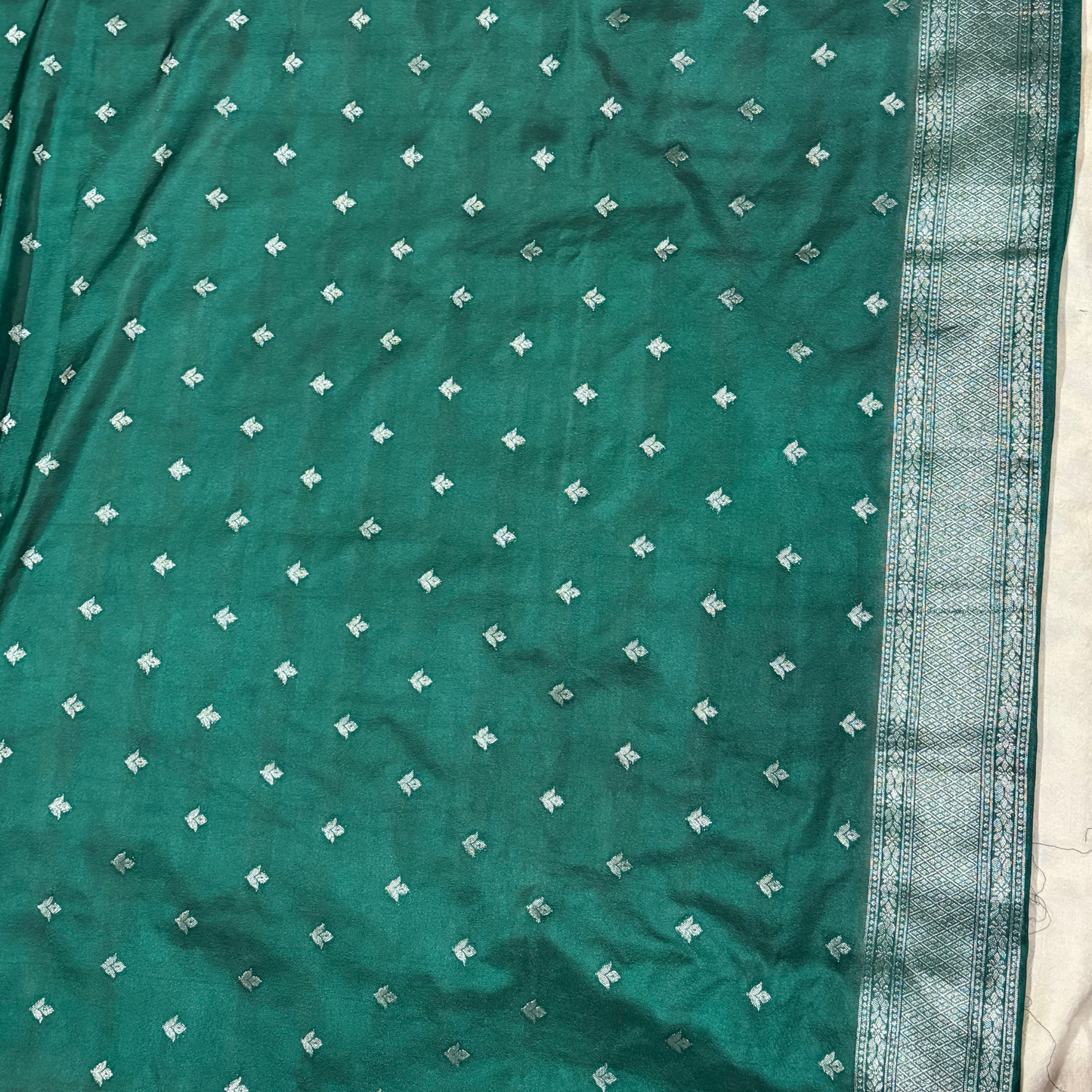 Green Banarasi Semi Crepe Saree