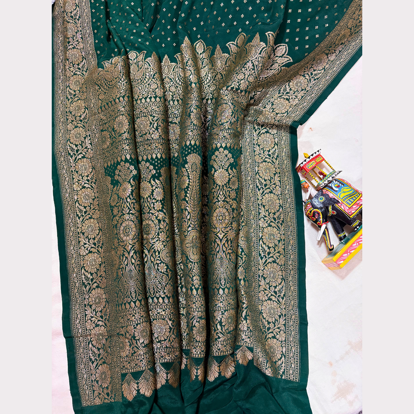 BottleGreen Banarasi Pure Crepe Saree