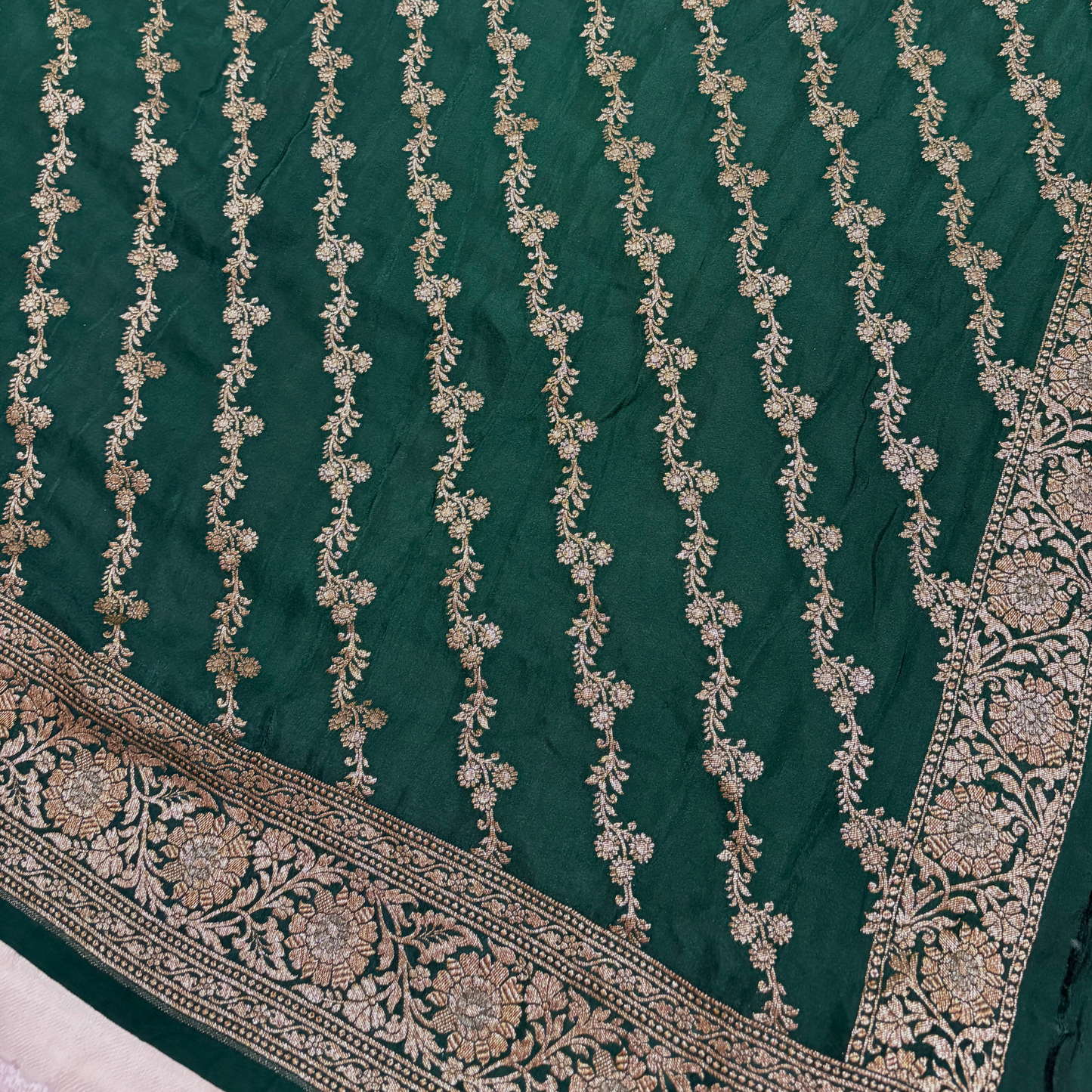 BottleGreen Banarasi Pure Crepe Saree