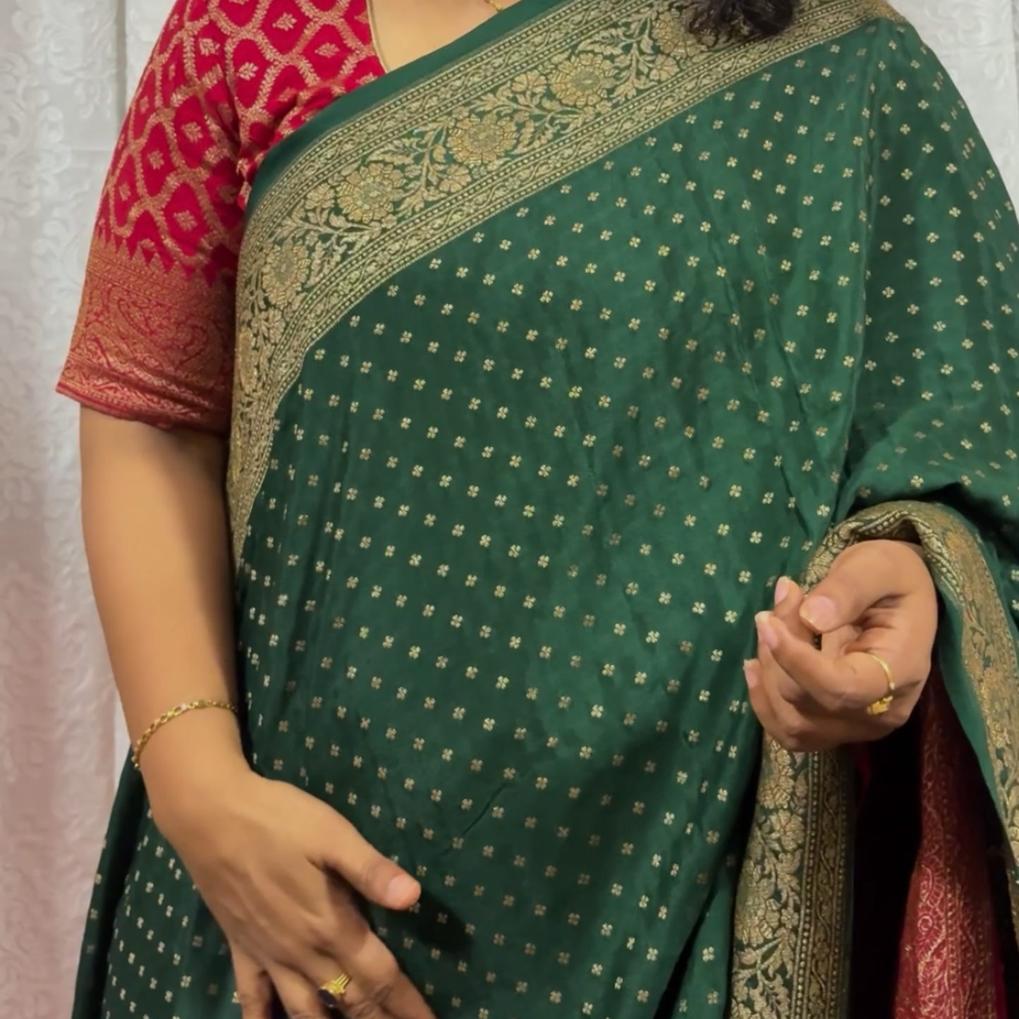 BottleGreen Banarasi Pure Crepe Saree