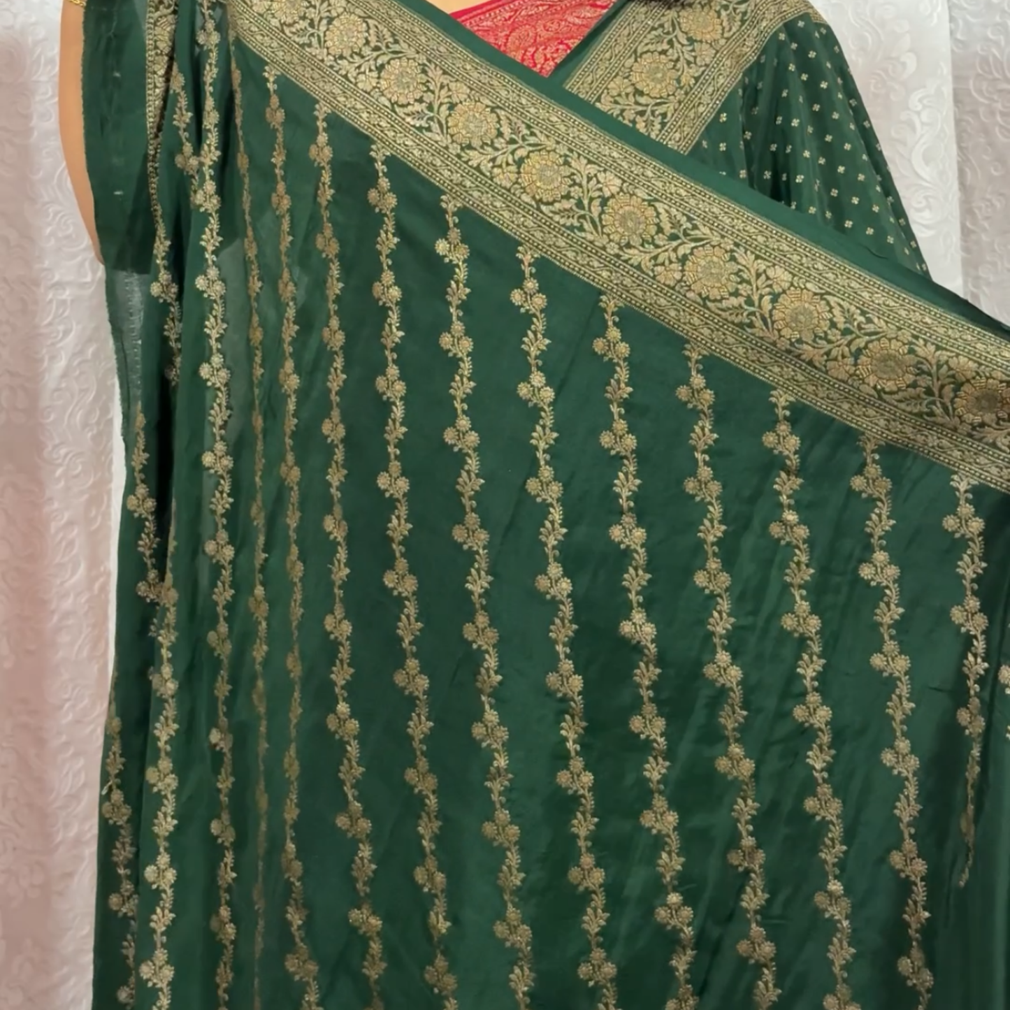 BottleGreen Banarasi Pure Crepe Saree