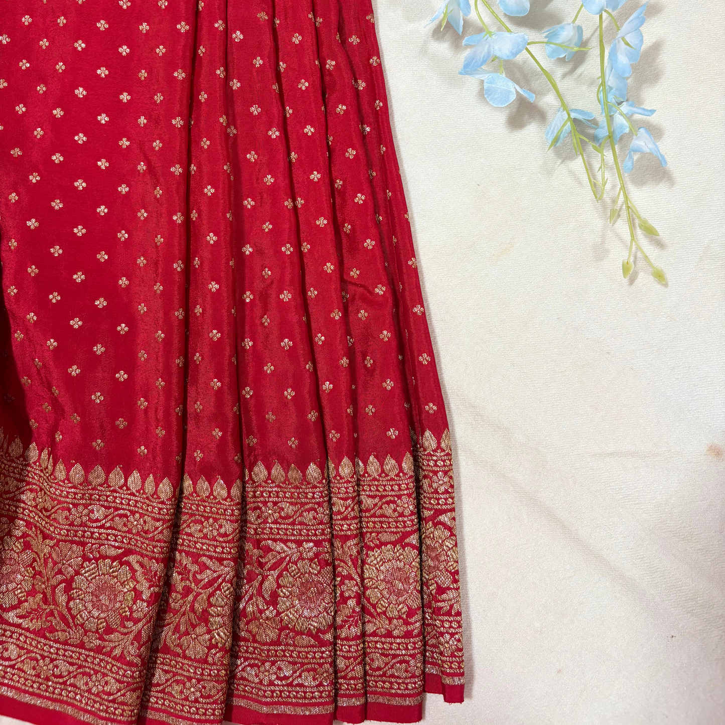 Red Banarasi Pure Crepe Saree