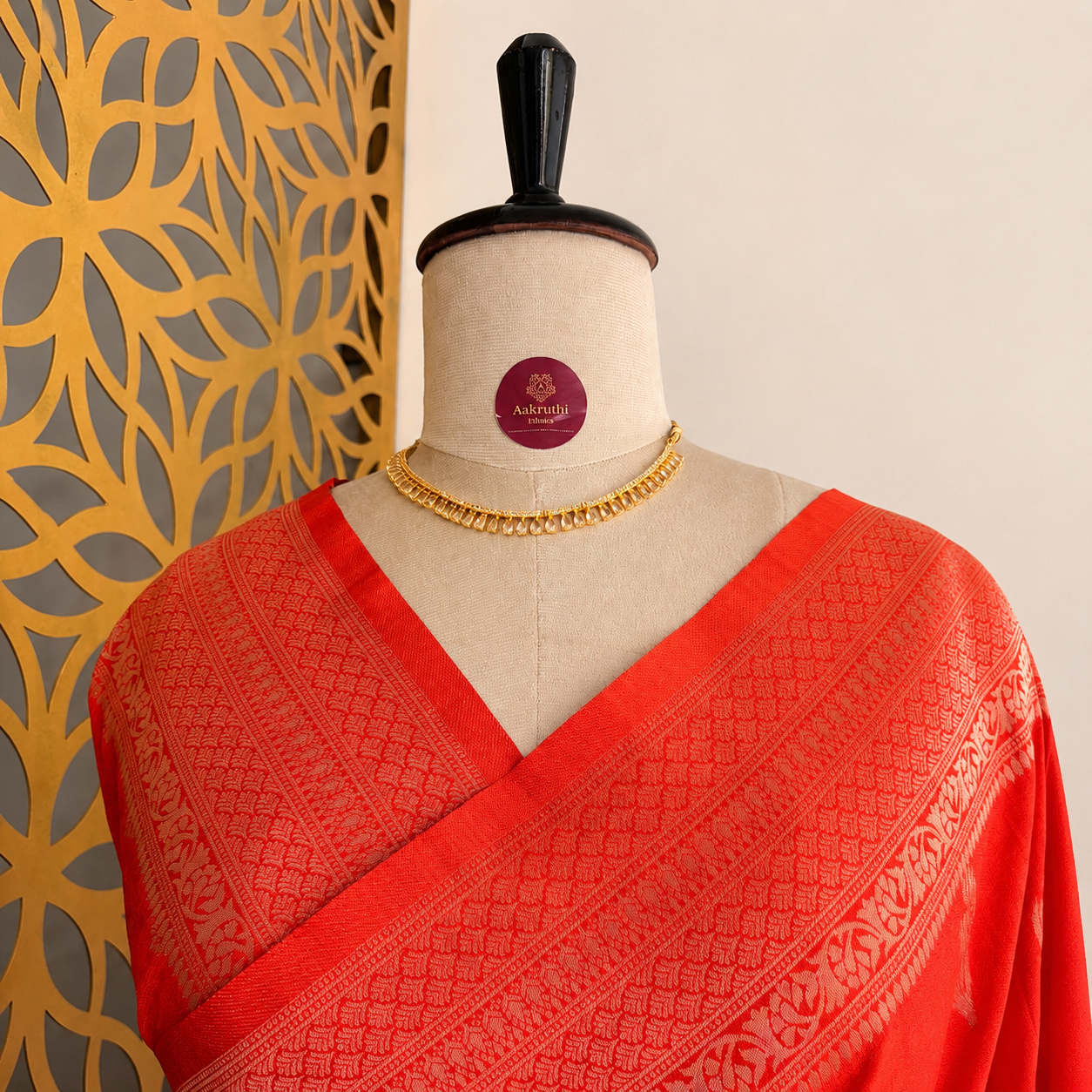 Orange Banarasi Semi Matka Silk Saree