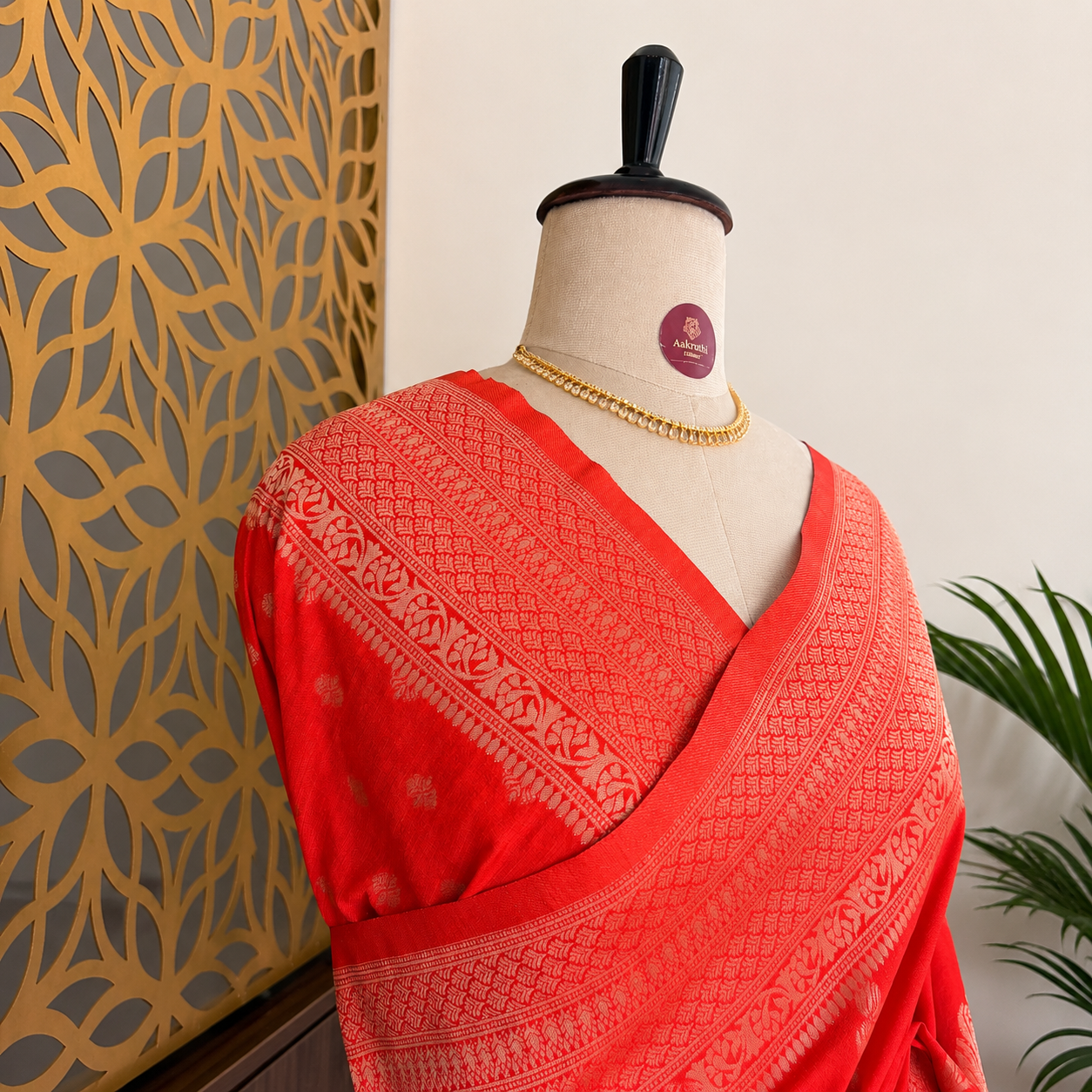 Orange Banarasi Semi Matka Silk Saree
