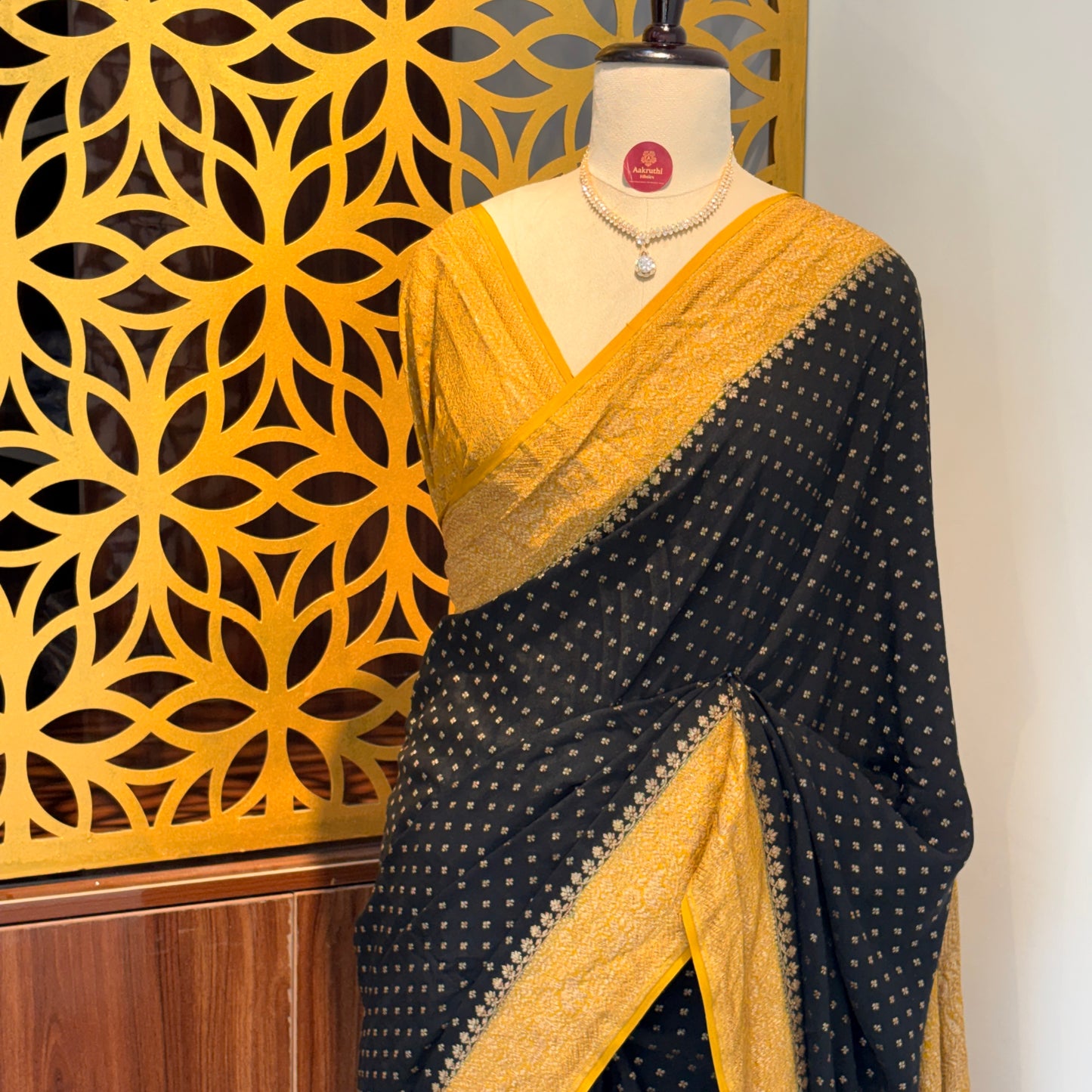 Black Banarasi Pure Crepe Saree