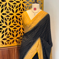 Black Banarasi Pure Crepe Saree