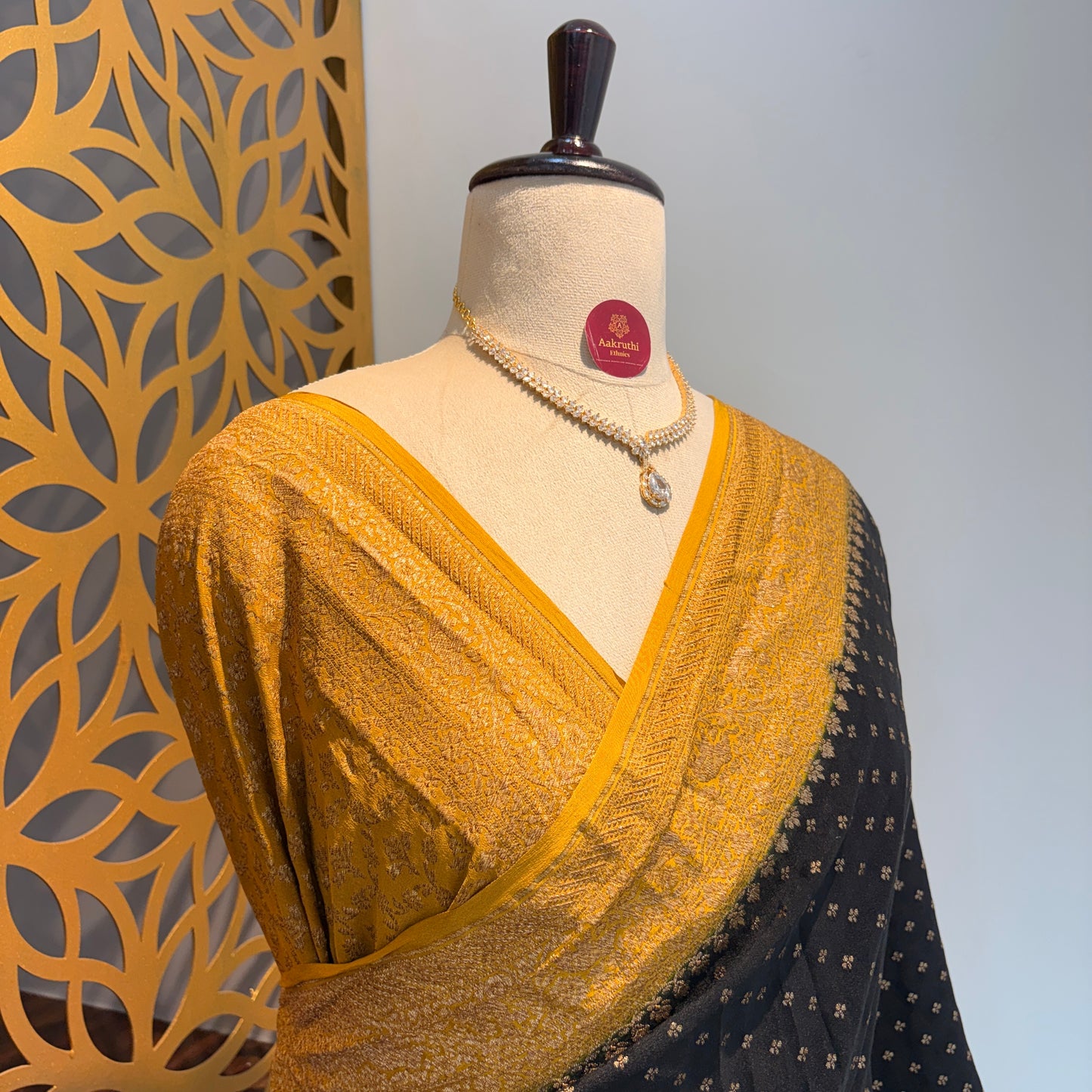 Black Banarasi Pure Crepe Saree