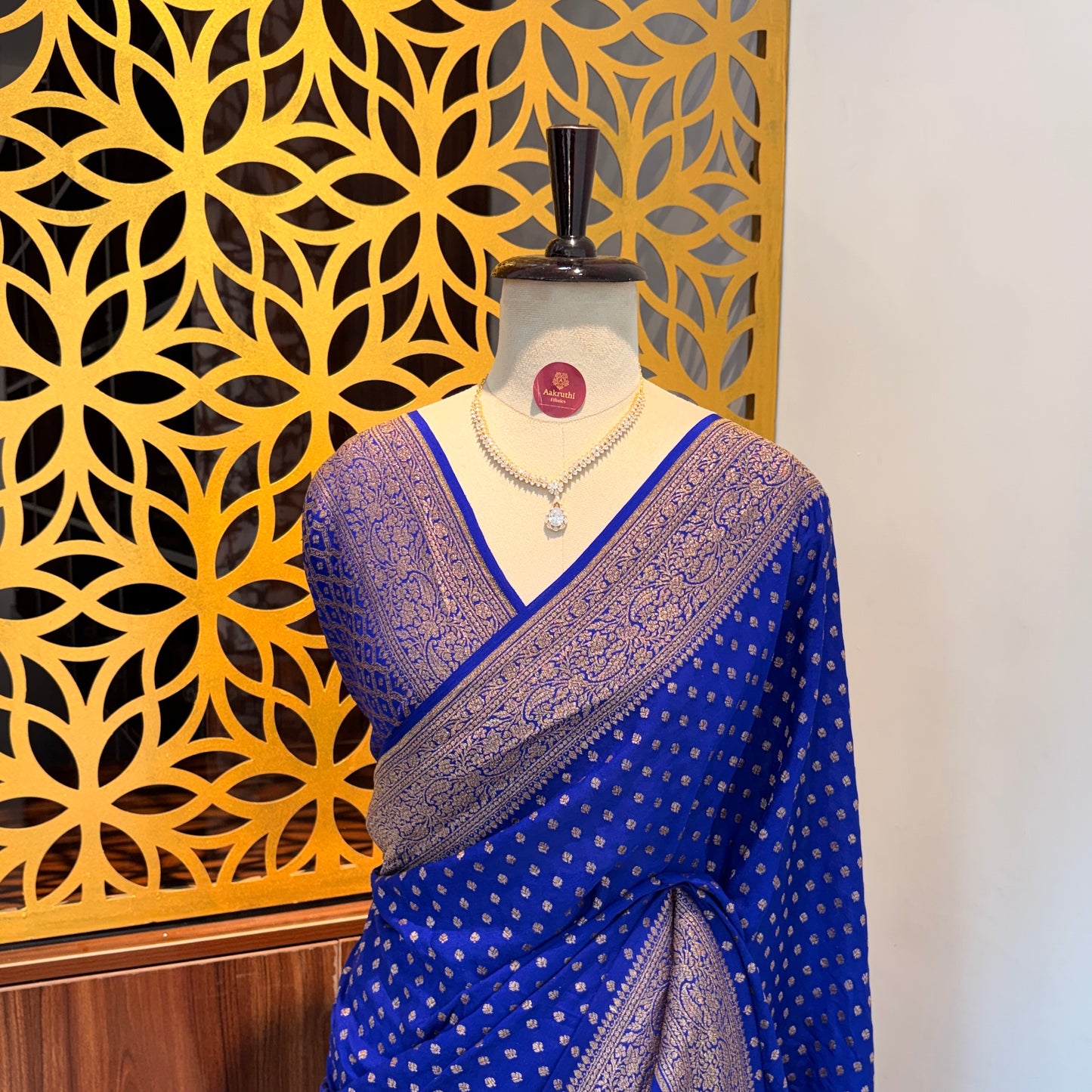 Royal Blue Banarasi Pure Crepe Saree