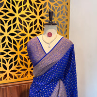 Royal Blue Banarasi Pure Crepe Saree